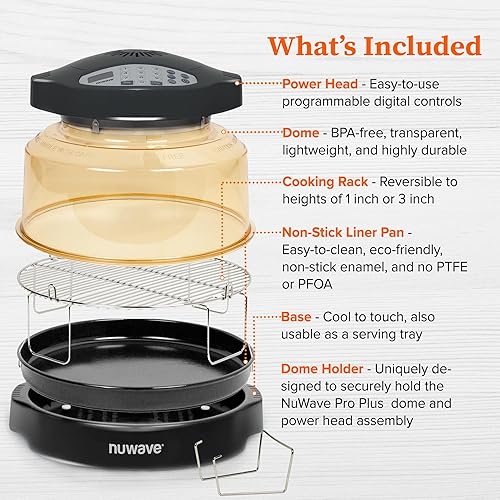 Miniatura 9 de Nuwave Oven Pro Plus Air Fryer, Infra-Red Countertop, 2025 Advanced Convection, No Defrosting or Preheating, Cook Fresh or Frozen, Durable Power