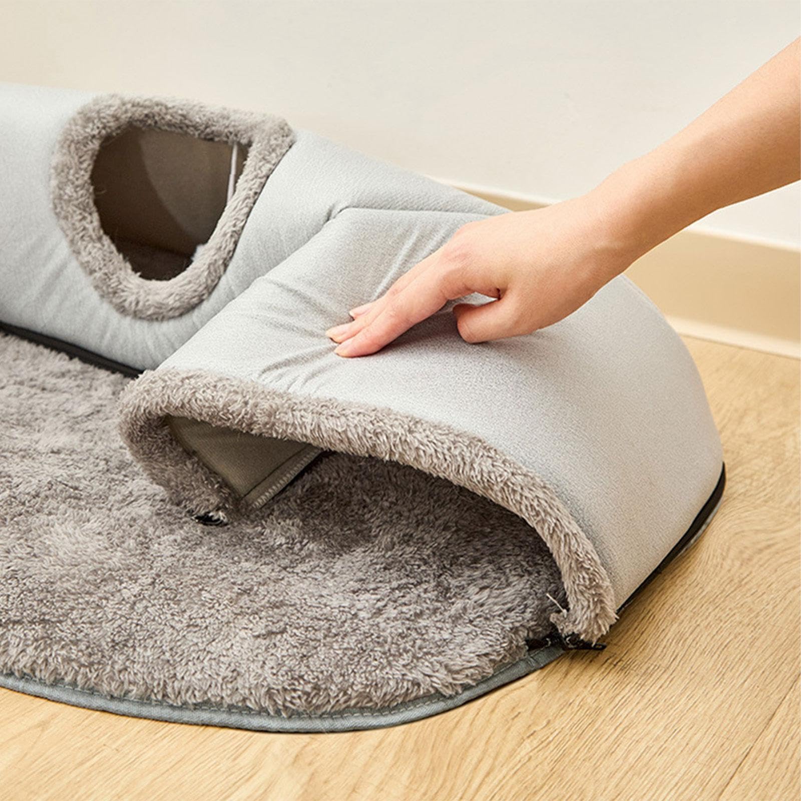 Tunnel pour Chat, Jouet Tubulaire, Lit pour Chat, Tapis Tunnel, Maisonnette pour Chat en Flanelle et Coton PP, Convient Aux Chats, Chatons et Petits A, 85cmx70cm