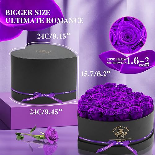 Miniatura 9 de Caja de 16 piezas con forma de corazón Forever Flowers - Rosas preservadas, regalos de cumpleaños para mujeres, San Valentín, aniversario, regalos
