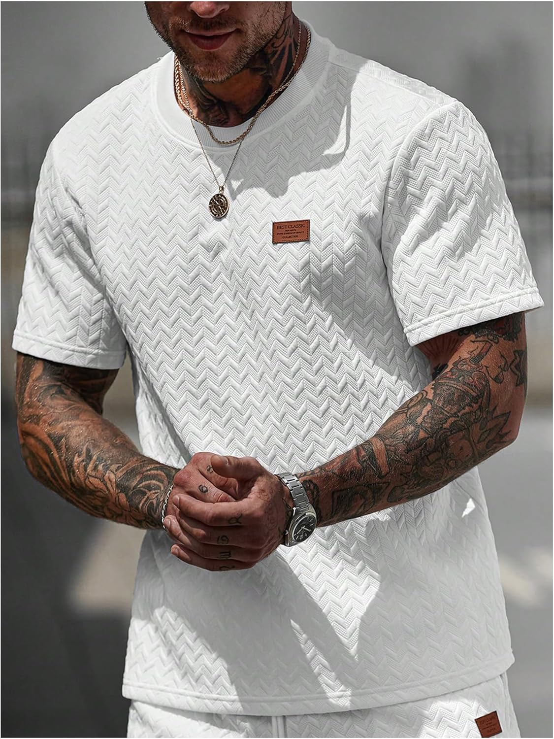 SOLY HUX Men's Casual T Shirts Summer Classic Tees Crewneck Short Sleeve Textured Tee Shirts