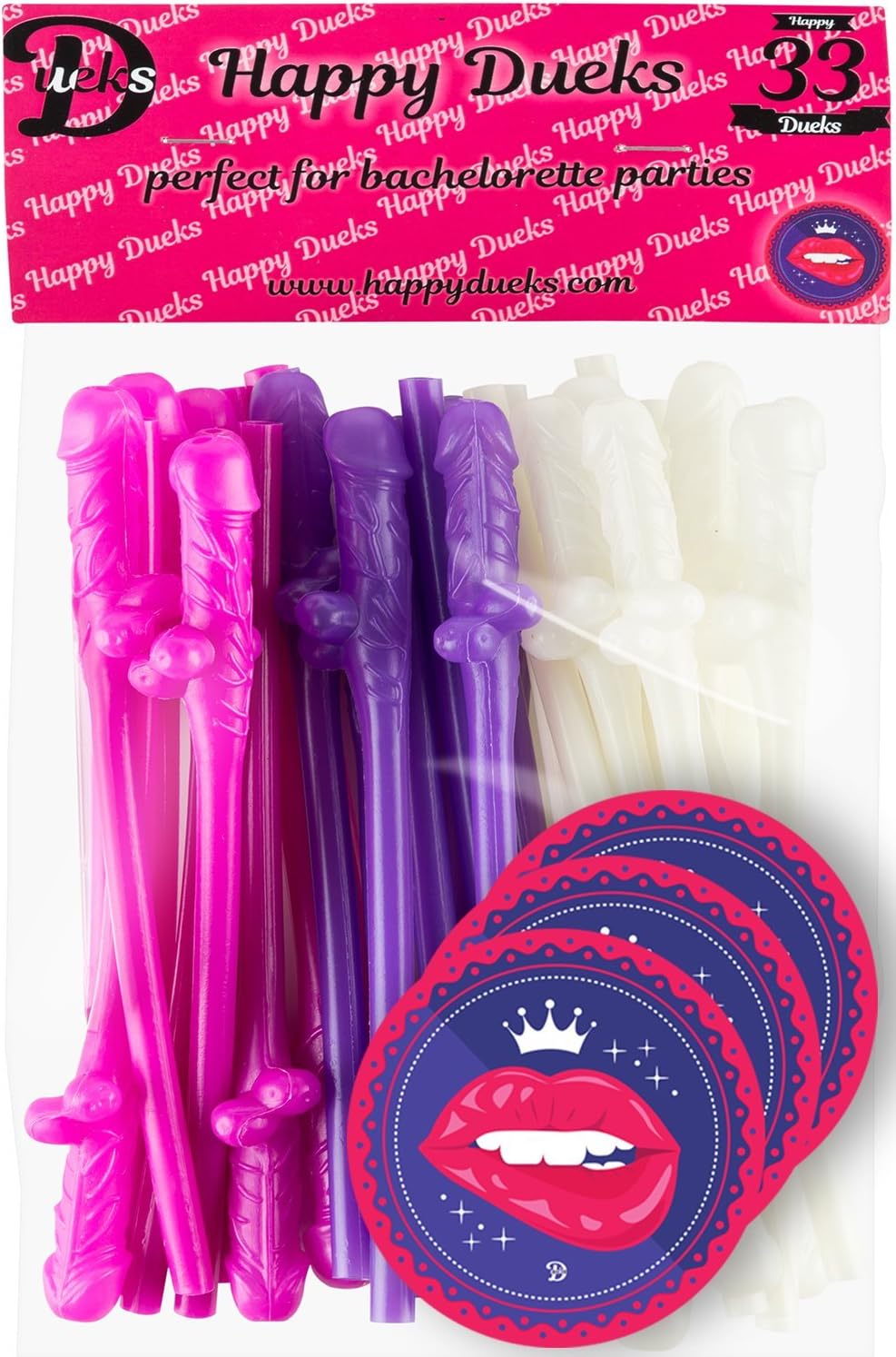 Bachelorette Party Straws - 33 Pack Fun Shape & Disposable - Best Bachelorette Party Supplies