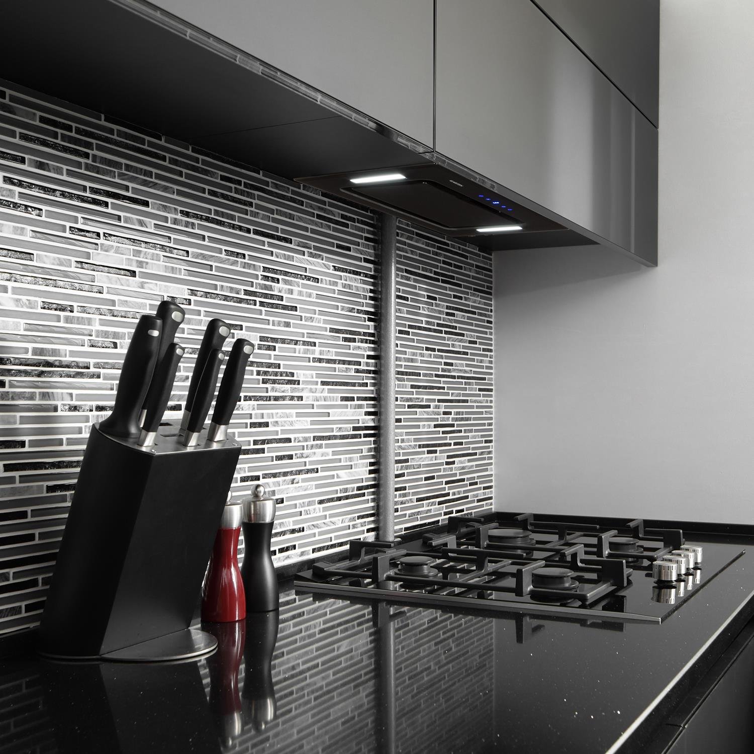 Klarstein HEKTOR - Extractor de humos, Extractor bajo mueble, Autoapagado, Panel táctil, Iluminación de la cocina, Hasta 530 m³/h, 2 filtros de carbóno activo, 52 x 30 x 30 cm, Negro