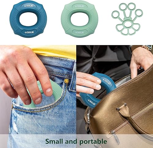 Miniatura 5 de Grip strength trainer Hand grip strengthener, Forearm exerciser, Workout Set for Hand and Wrist Muscle Trainer Stress Relief, Silicone Ring for