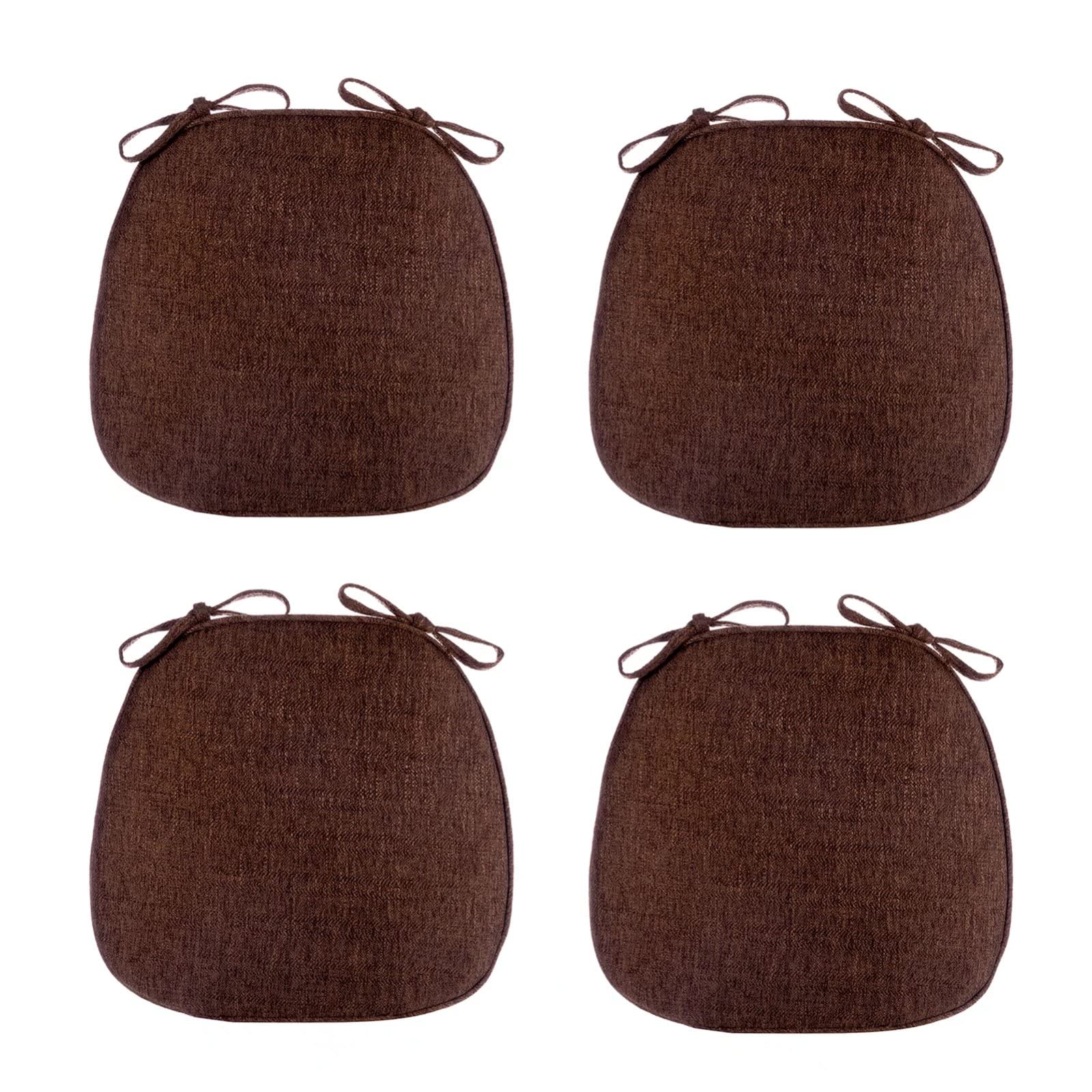 Sitzkissen 40x40 Outdoor, Stuhlkissen Halbrund Landhausstil, Sitzpolster Stuhl, Waschbar Sitzkissen Esszimmerstuhl Oval, Sitzkissen KüChenstuhl mit Abnehmbarem Bezug Braun