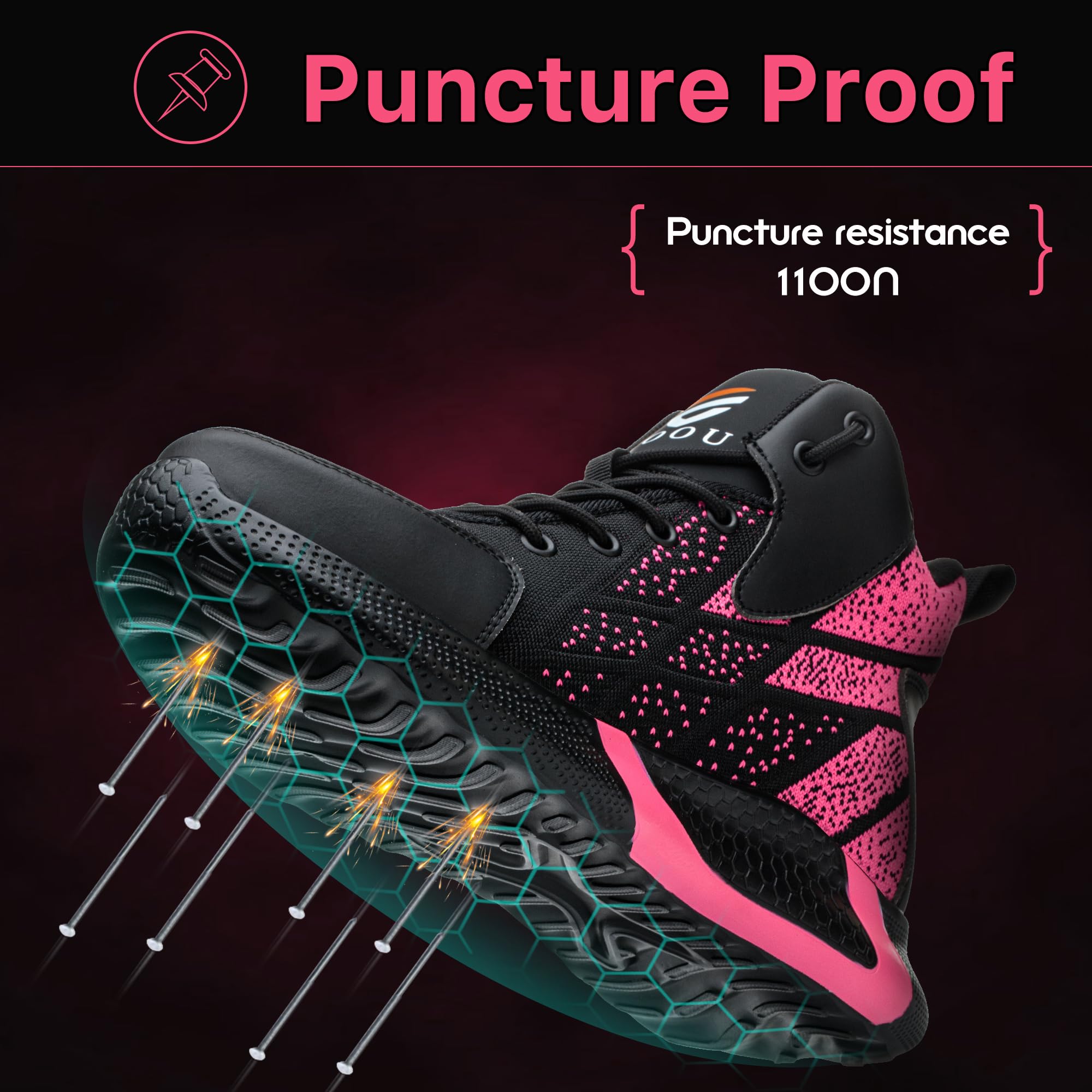 Chaussures de Sécurité Hommes Femme Légère Basket de Securite Montante Respirante Confortable Chaussures de Travail Embout Acier Protection