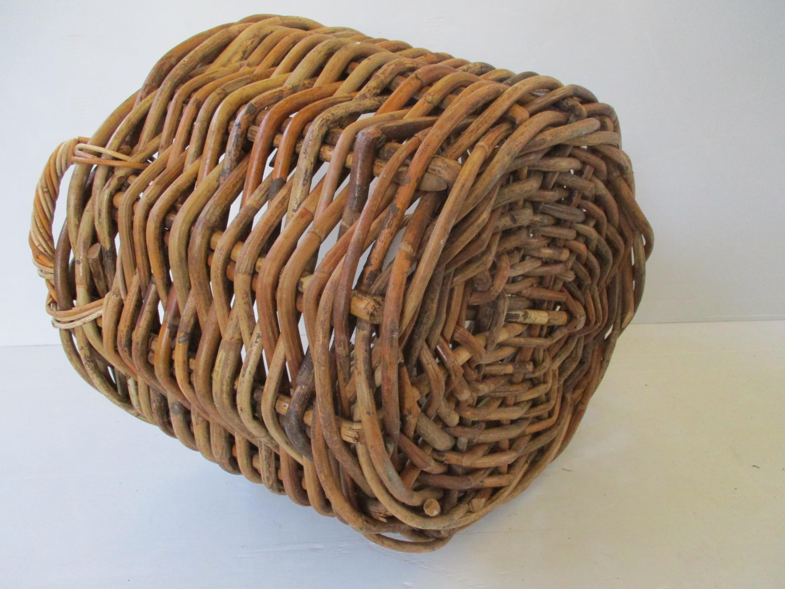 cesto vimini porta legna cm 63x52x40 H conmanici cm 47 intreccio in rattan robustissimo portalegna porta biancheria ovale