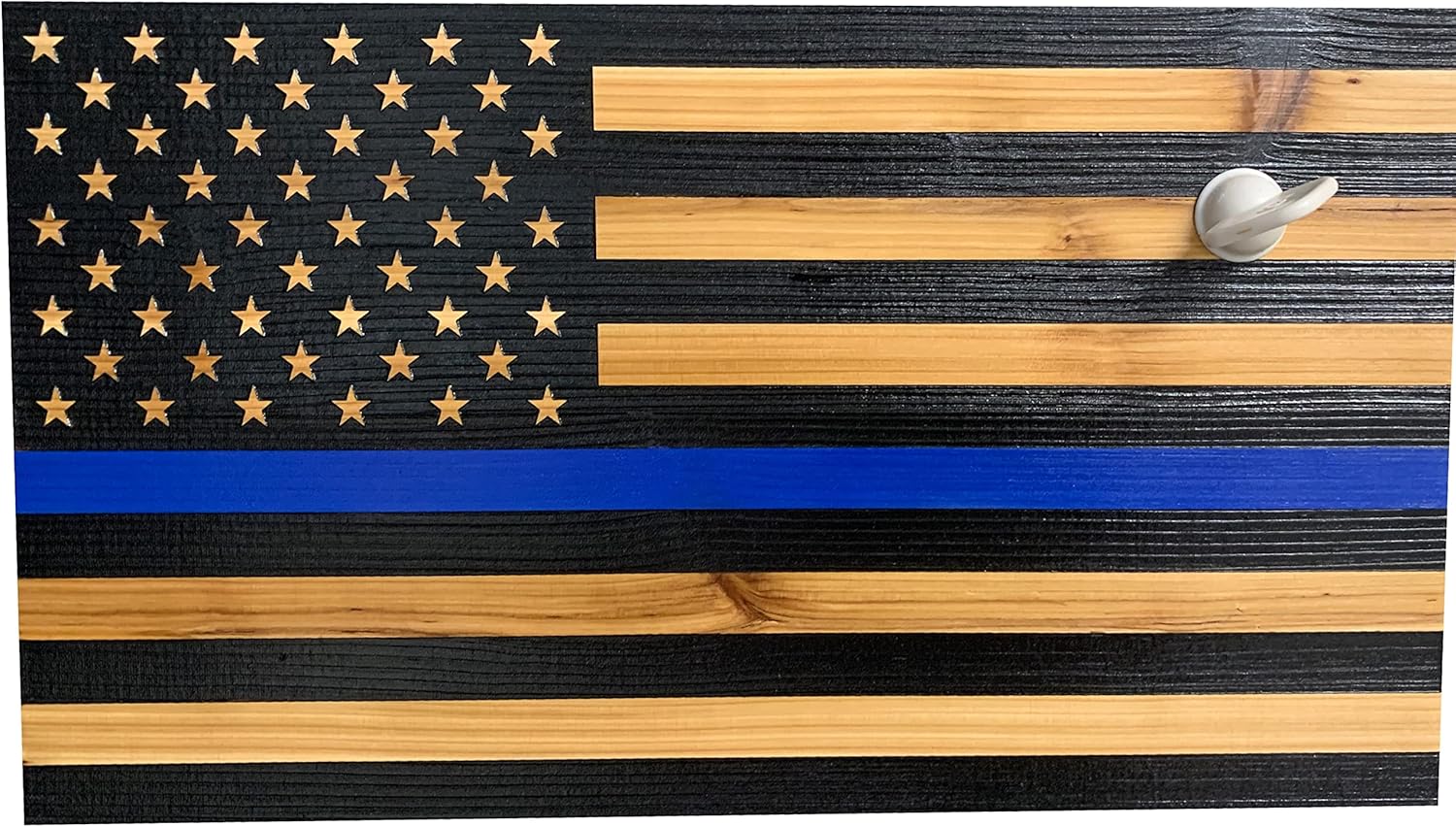 Bellewood Designs Blue Line American Flag Hidden Gun Storage, Customizable Thin Blue Line Concealment Flag for Police Officers and Law Enforcement Professionals