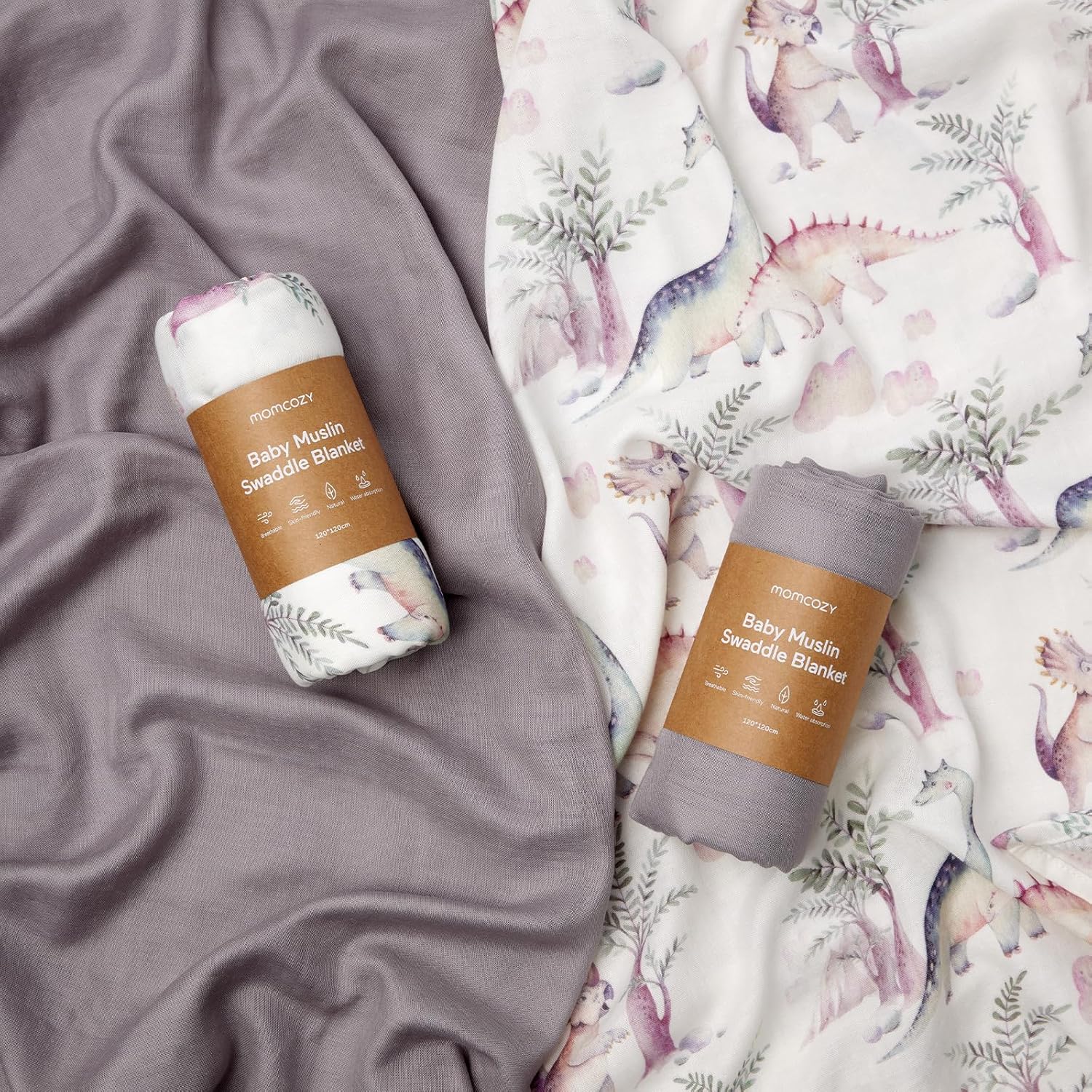 Momcozy Muslin Swaddle Blankets, Softness Upgrade Neutral