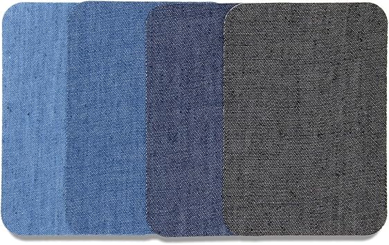 Bastex Iron-on Jean Patches Repair Kit. Inside & Outside. Made with The Strongest Glue, 100% Cotton Assorted Shades of Blue. 12 Pieces, Size 3 x 4.25 (7.5 cm x 10.5 cm)