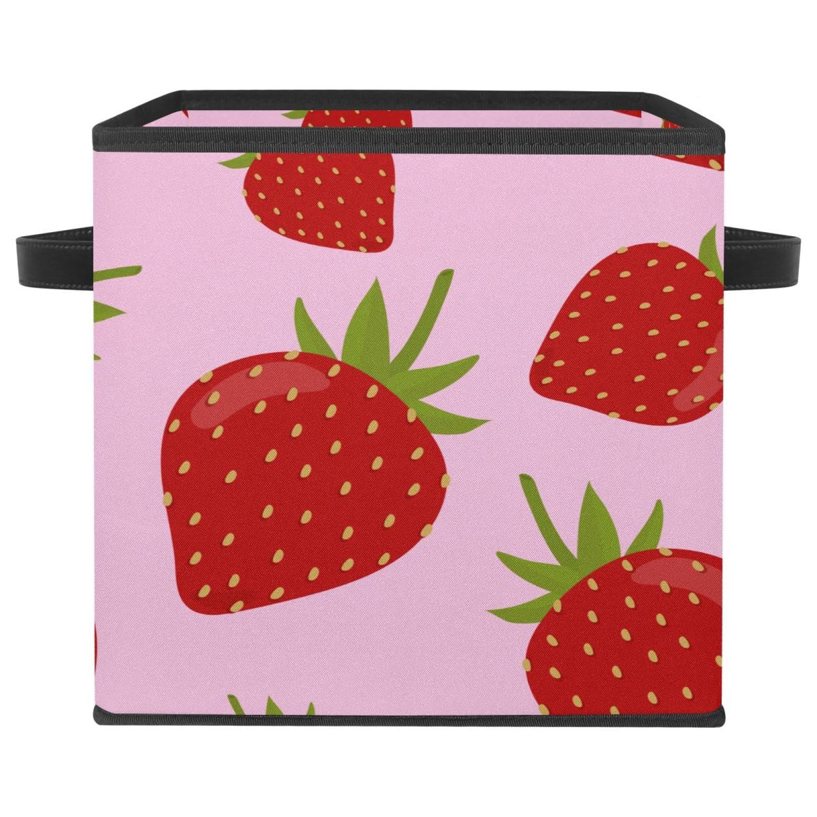 Organiseur pliable en tissu imprimé fraises avec poignées de transport