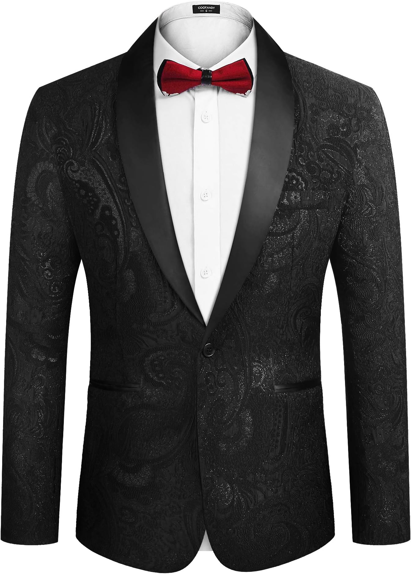 Men's Floral Tuxedo Jacket Luxury Embroidered Wedding Blazer Dress Suit for Party Dinner