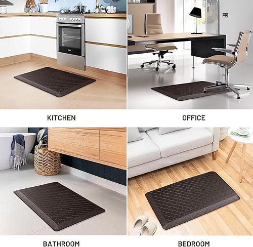 Vista 28 de HappyTrends - Tapete acolchado antifatiga de 17.3 x 28 pulgadas, grueso, impermeable, antideslizante, resistente, ergonómico, cómodo, para cocina