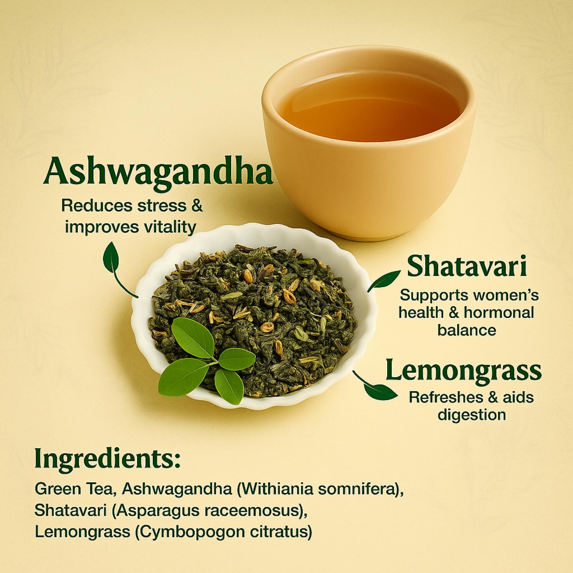 Brewora Ashwagandha Tea | Adaptogenic Blend for Stress Relief & Sleep Support | Loose Leaf | No Tea Bags | Natural Ingredients | Resealable Pouch. (100 gm) 1