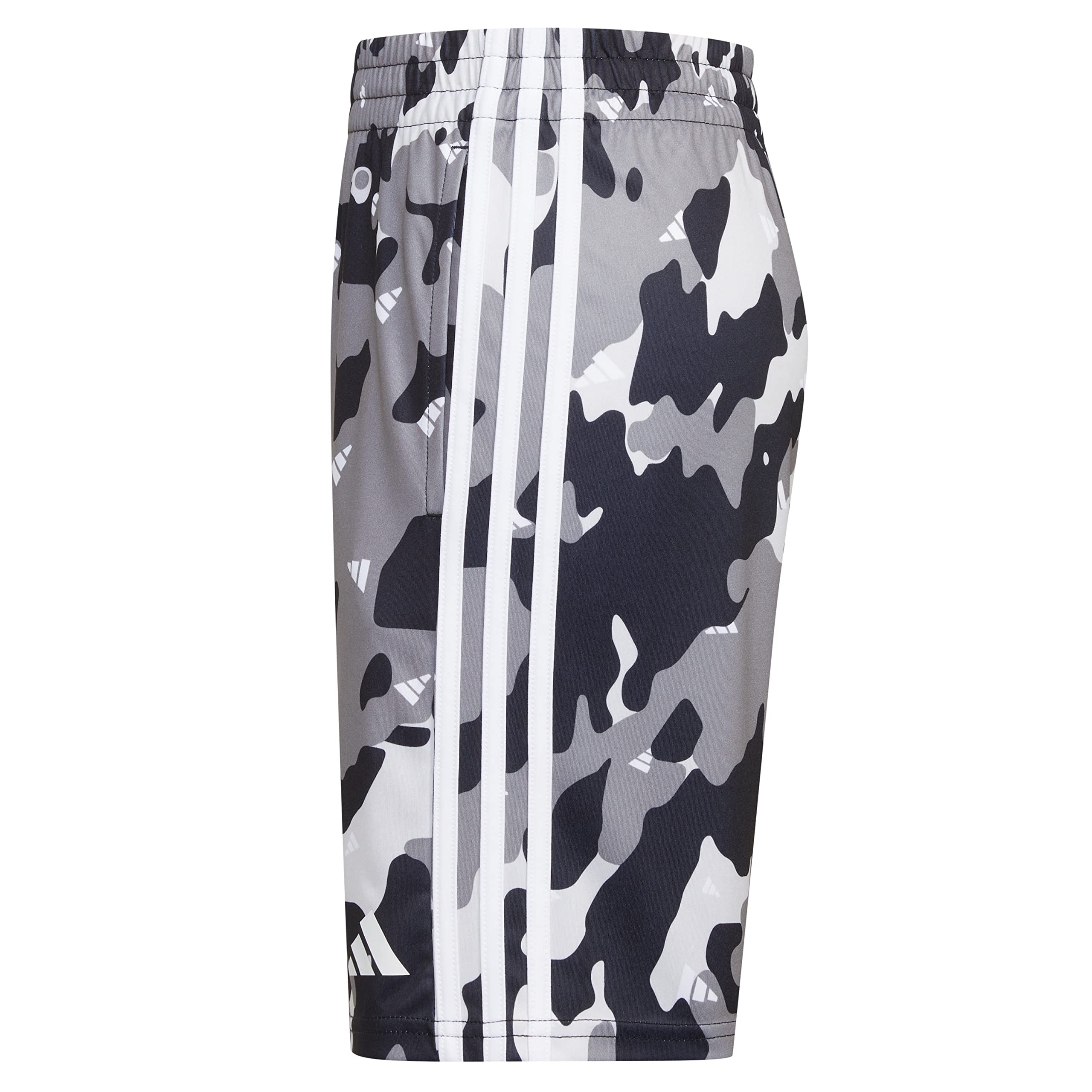 adidas Boys' Little AEROREADY Elastic Waistband Camo Shorts, Black, 4
