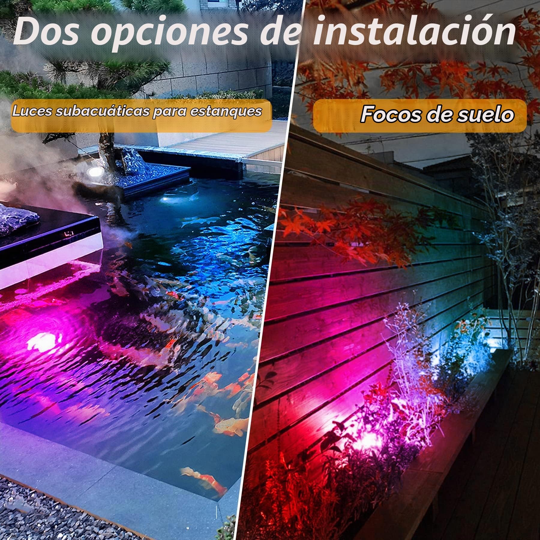 Iluminación solar para estanque, foco solar RGB, foco sumergible para exterior, luces sumergibles ajustables, cambio de color RGB, IP68, resistente al agua (RGB5) (RGB 5 Luz)