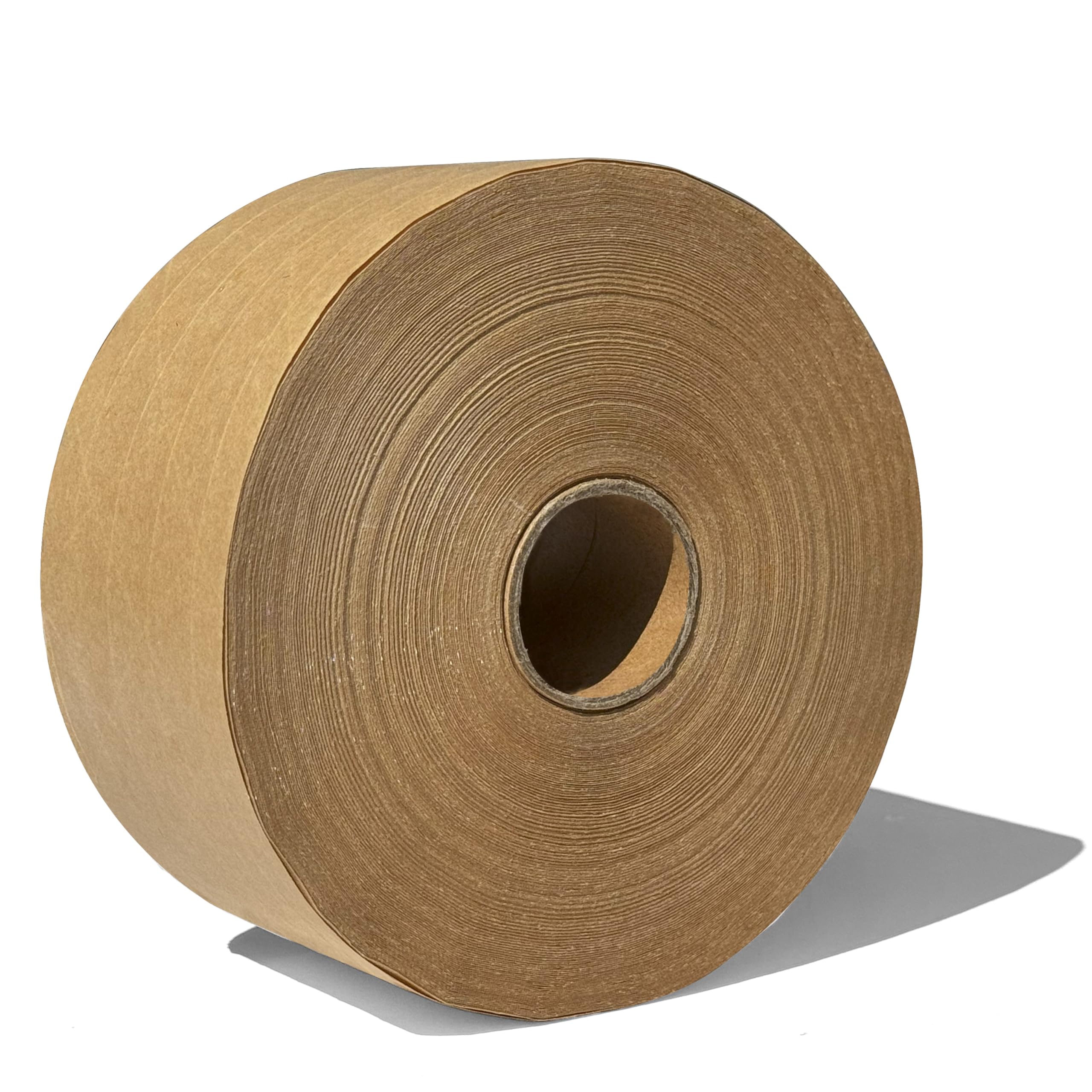 3'' x 450 Feet Reinforced Water Activated Gummed Kraft Paper Tape, for Heavy Duty Secure Packing Shipping, Tamper Evident Gummed Tape, Brown - 1 Roll