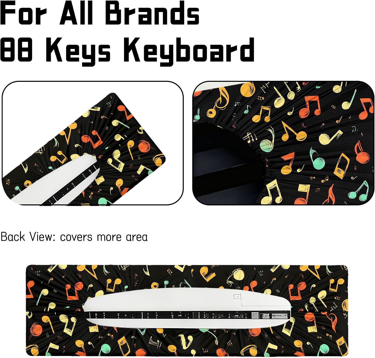 88 Keys Piano Keyboard Cover-Digital Key Board Stand Dust Covers with Durable Elastic Cord (Colorful)