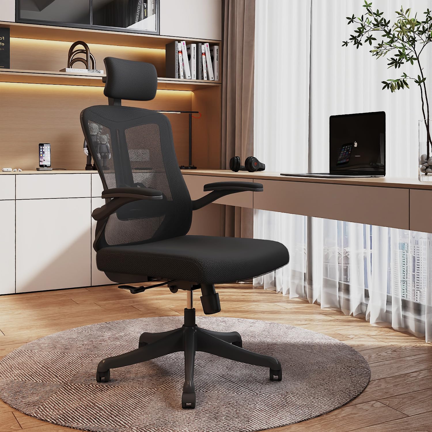 balmstar Office Chair Desk Chair, Ergonomic Mesh Computer Chair with 90-130° Recline & 360° Smooth-Rolling Casters, Adjustable Lumbar Support Task