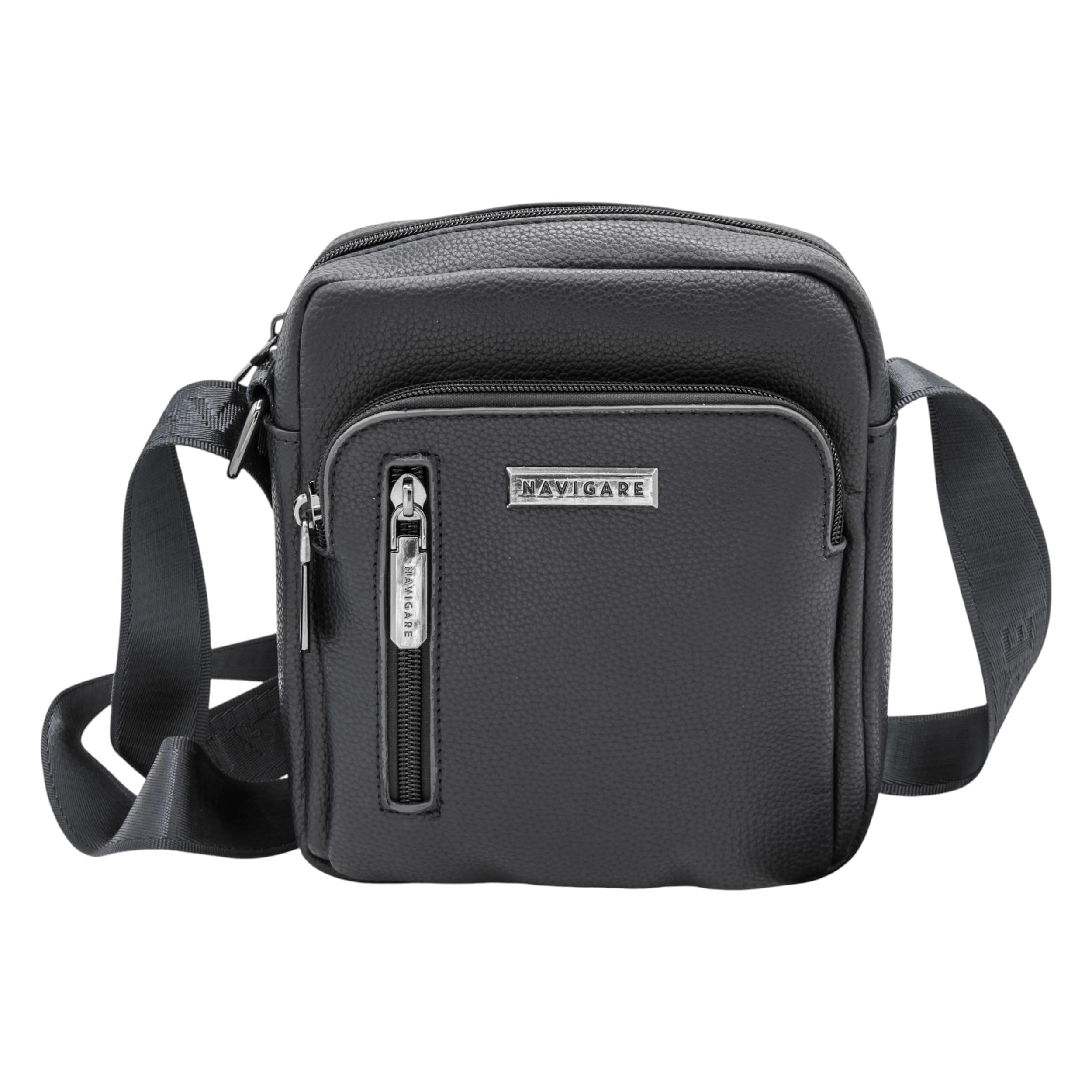 Navigare BORSELLO UOMO TRACOLLA – Borsello Uomo in Ecopelle con Tracolla Regolabile, 2 Tasche con Zip e Scomparti Interni, Stile Elegante e Casual per Lavoro, Viaggio e Tempo Libero