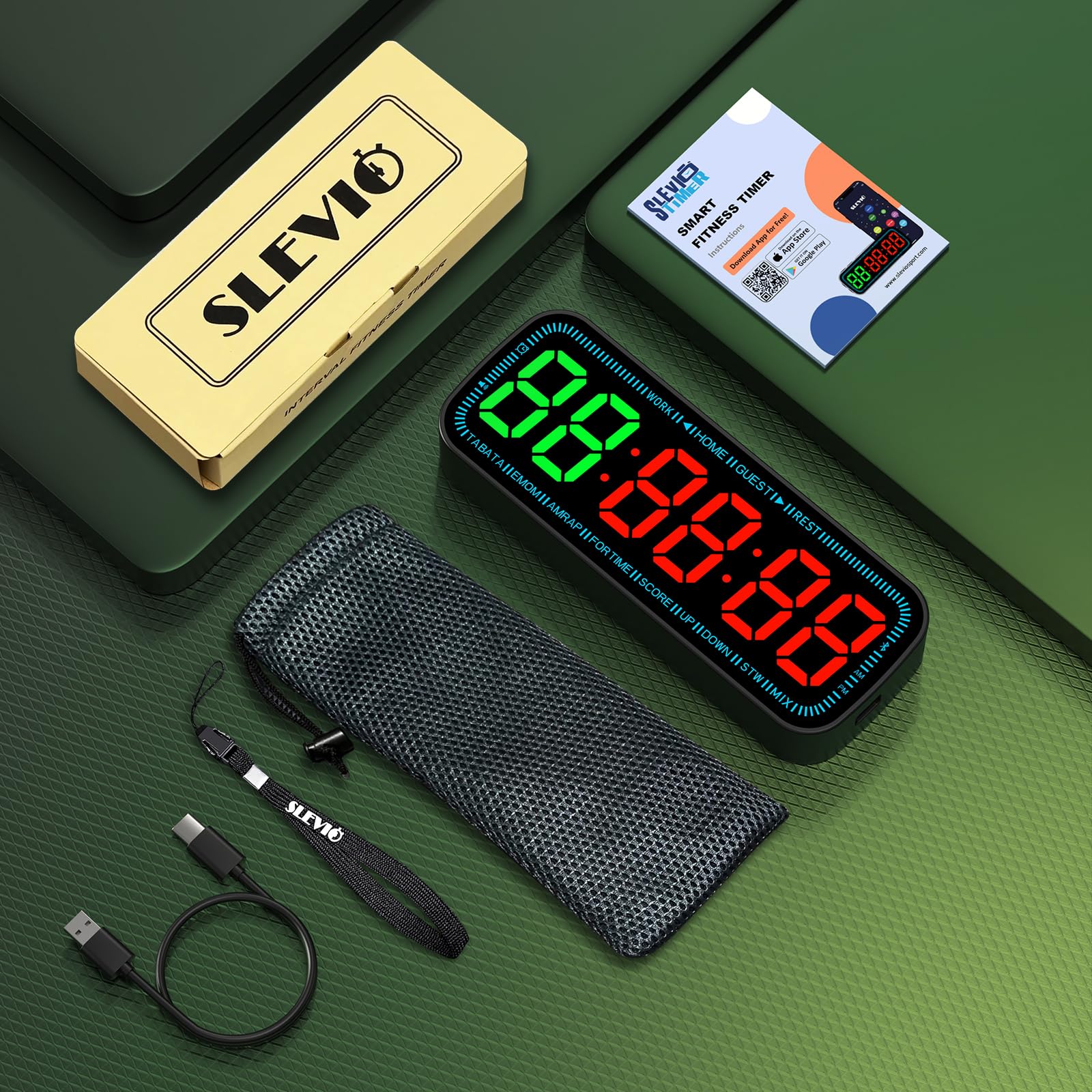 Fitness-Timer, Bluetooth, App-gesteuert, magnetisch, Workout-Intervall-Timer, Zuhause, große LED-Digitalanzeige, Countdown-Uhr für Score Crossfit, Tabata, HIIT, EMOM, Boxen