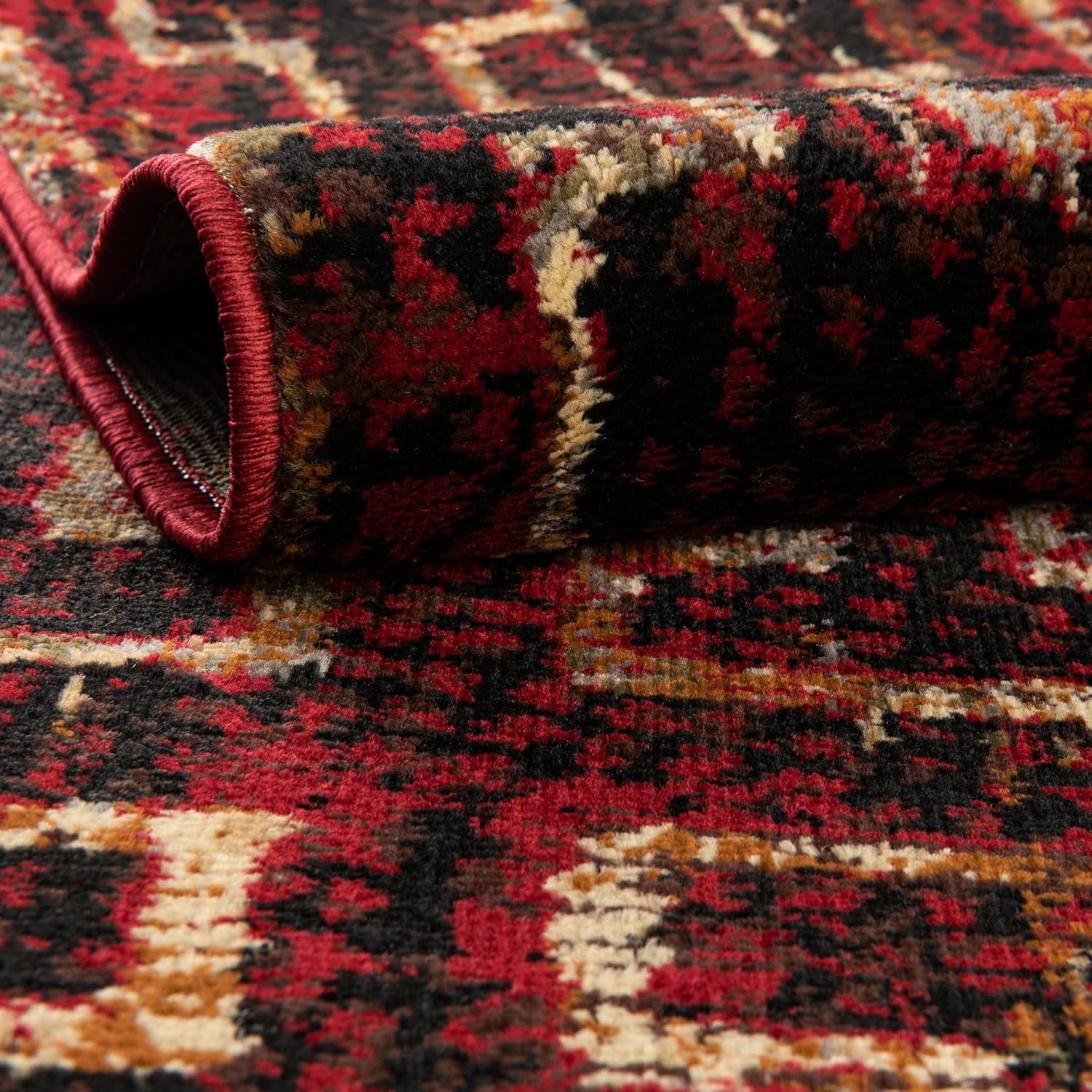 Rugs.com Saturn Collection Rug – 8 Ft Octagon Burgundy Medium Rug Perfect for Living Rooms, Kitchens, Entryways