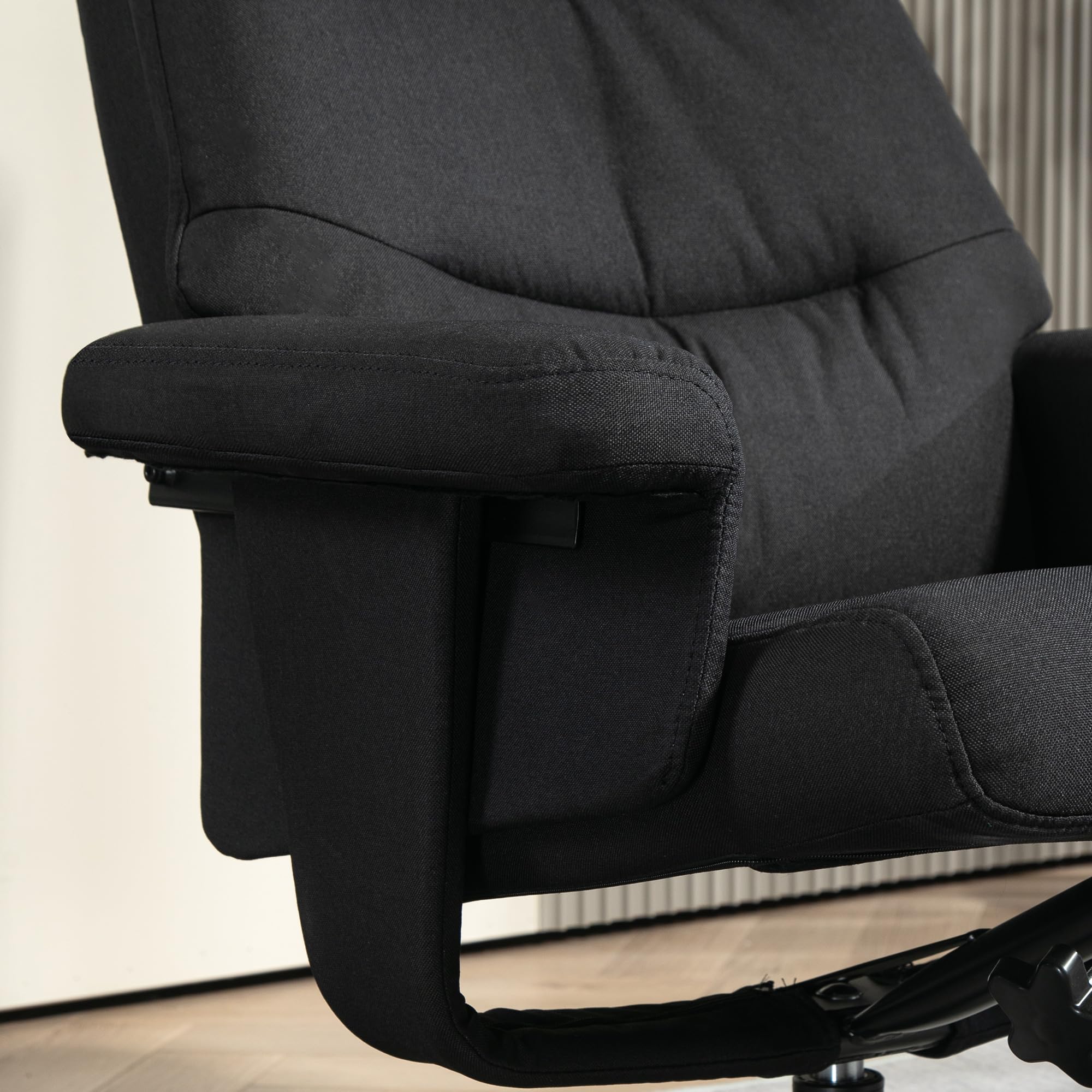 HOMCOM Relaxsessel mit Hocker Fernsehsessel mit Liegefunktion Schwarz