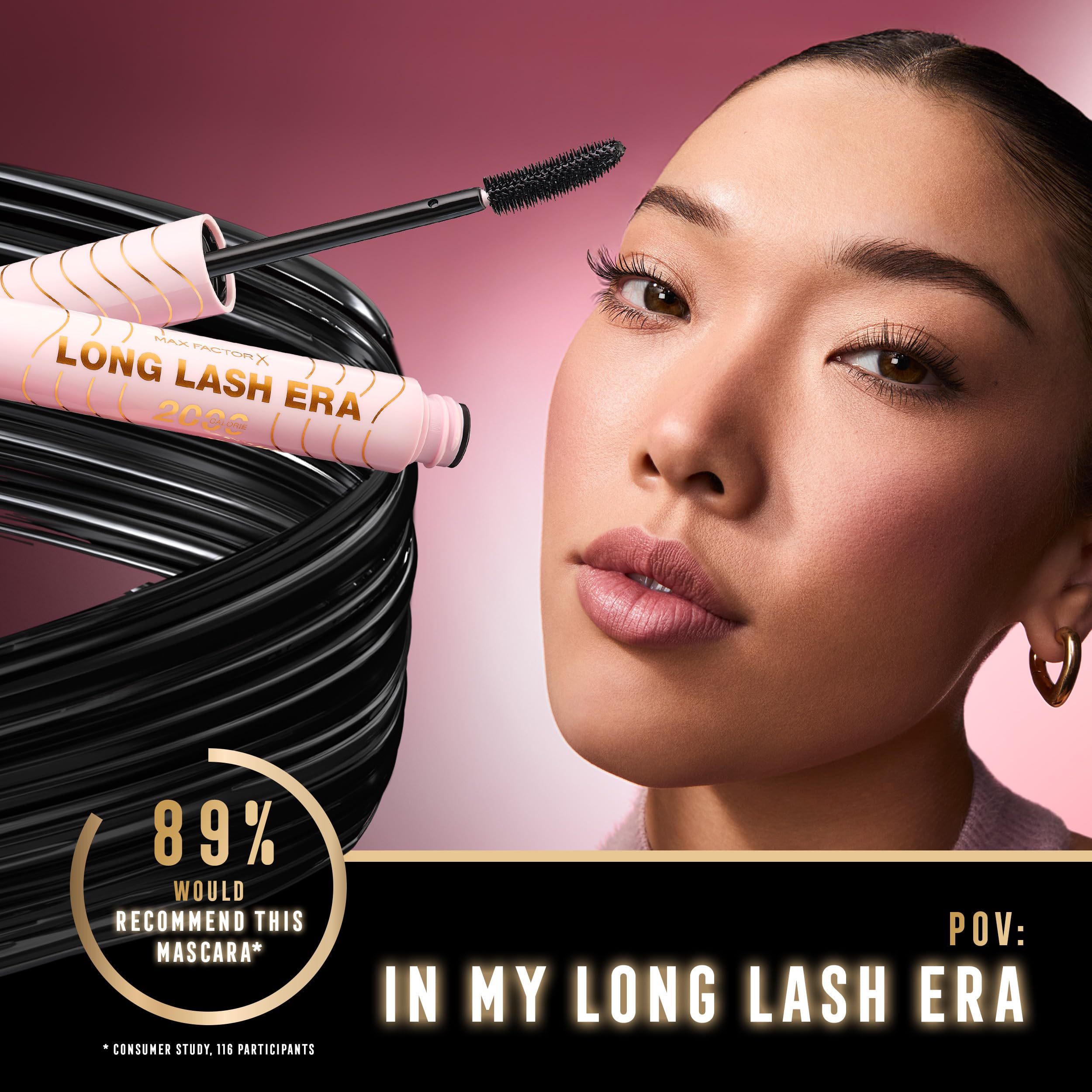 Max Factor 2000 Calorie Long Lash Era, 001 Black, Lengthening Tubing Mascara, Bold Volume, Visibly Longer Lashes - Image 2