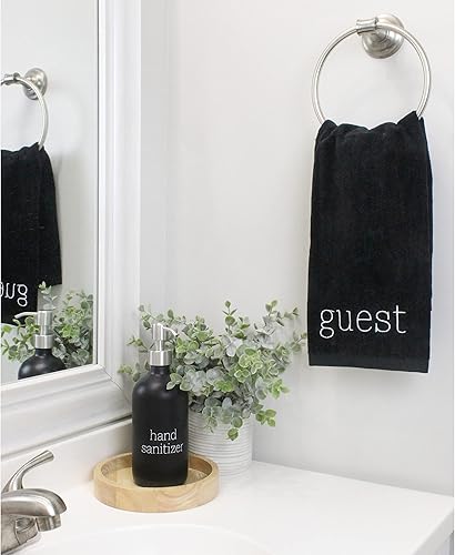 Miniatura 4 de AuldHome - Juego de 2 toallas de mano con monograma Be Our Guest