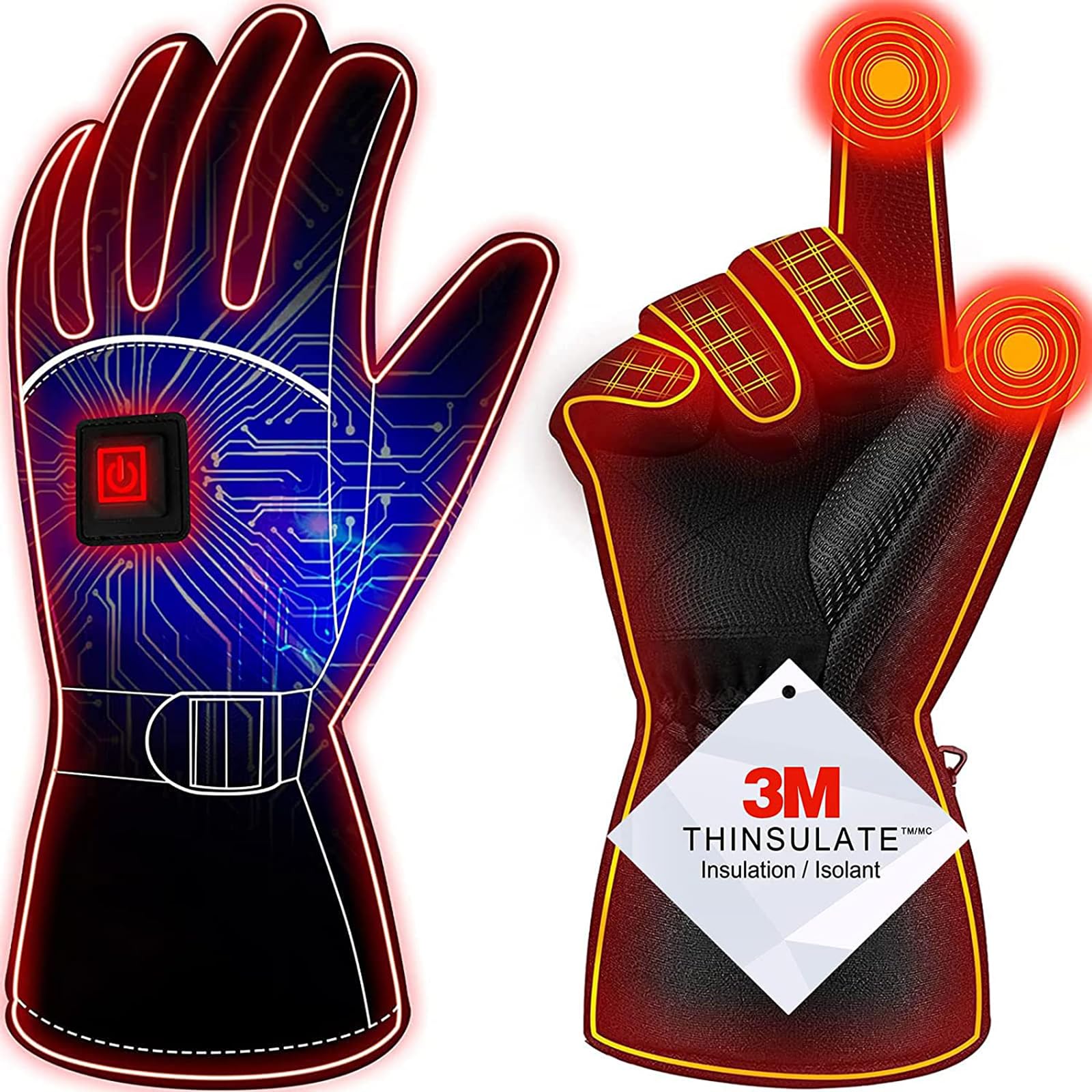 Heated Gloves for Men Women,?2023 Latest? Rechargeable Electric Battery Heated Glove, Waterproof Ski Gloves Touchscreen Gloves for Cycling, Motorcycle, Snowboarding Outdoor Winter Sport