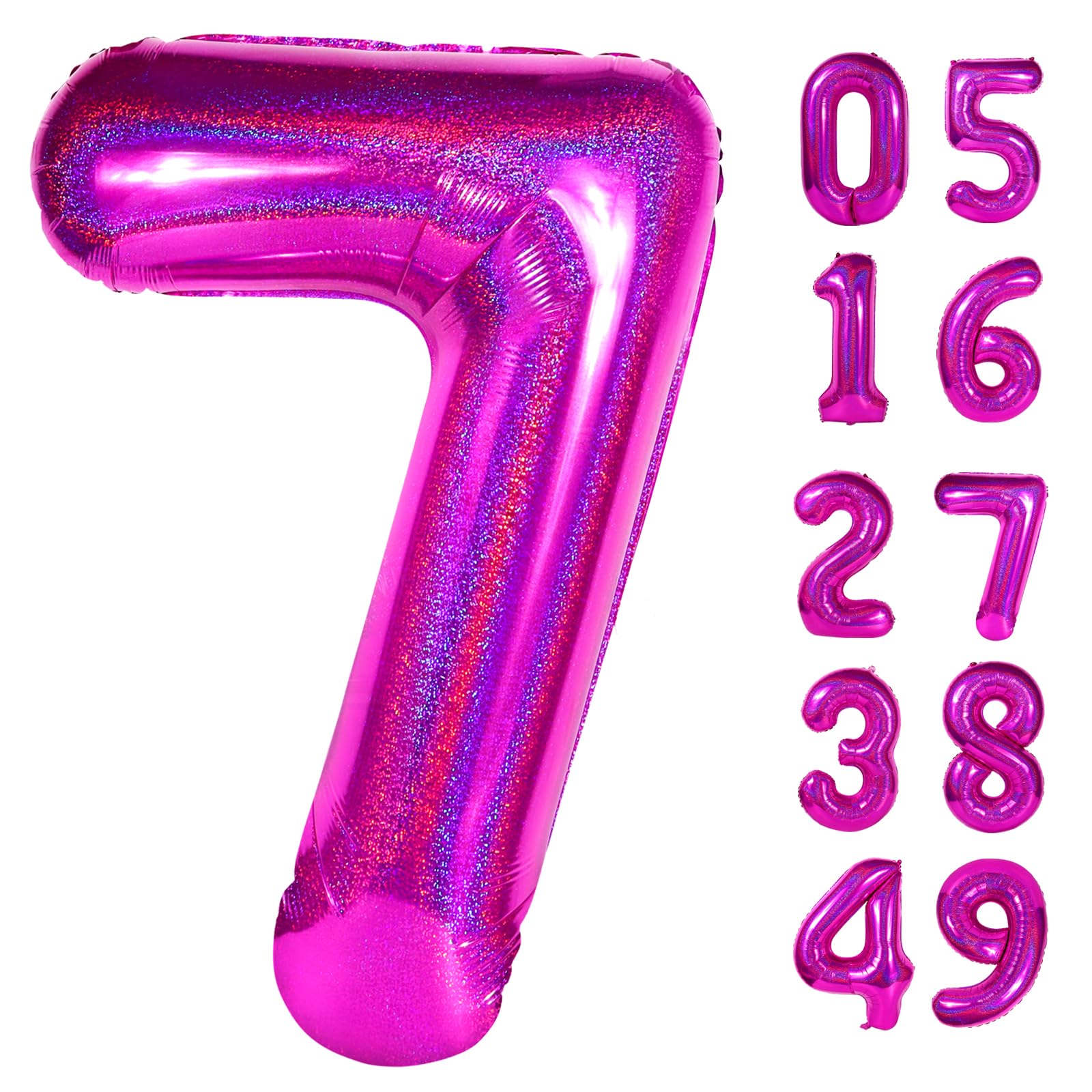 Laser Hot Pink 7 Balloon - Number Balloon 40 Inch, 7th Hot Pink Decorations