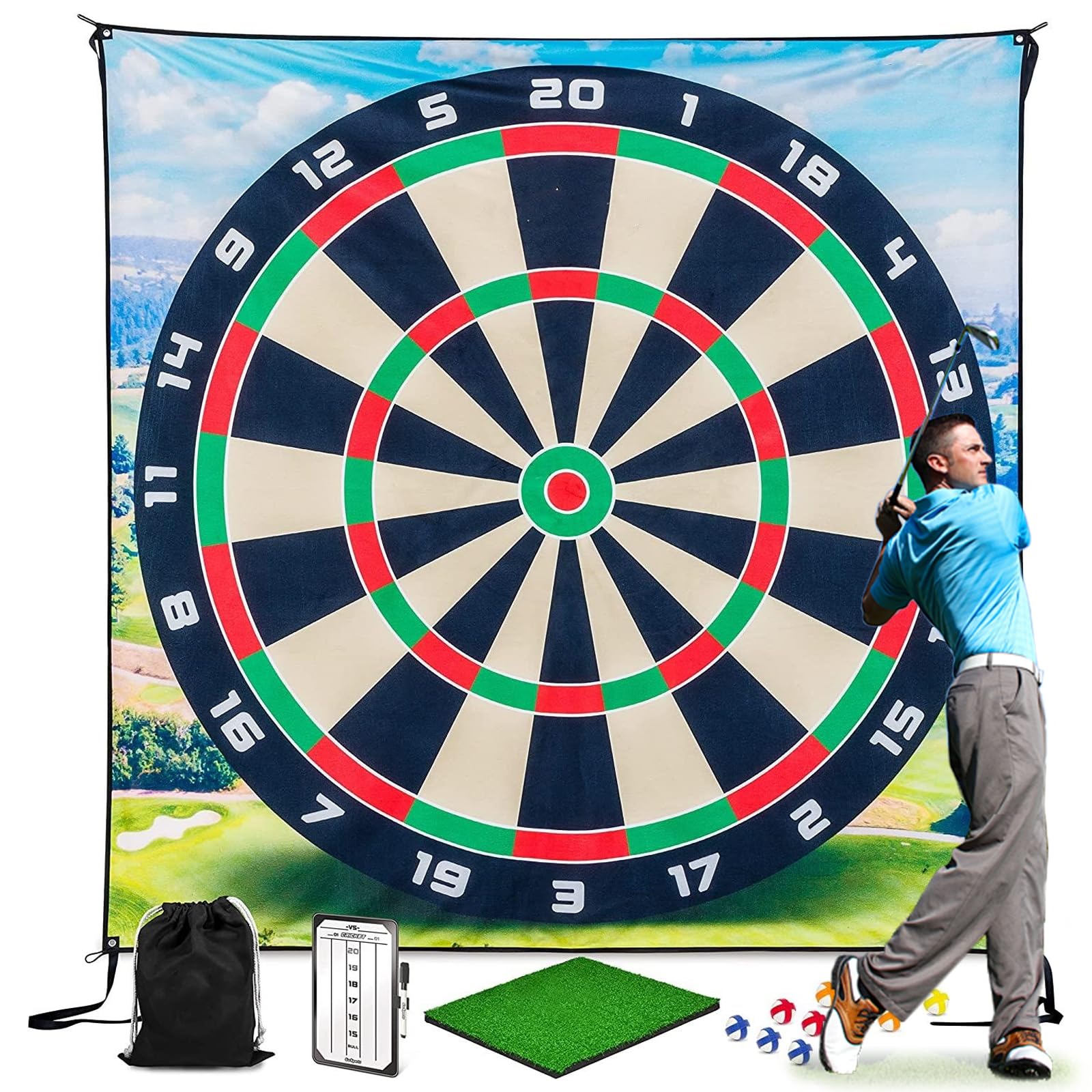 lafo Sticky and Battle Golf Game Set, Indoor Golf Practice with Target & Velcro Mat for Adults at Home