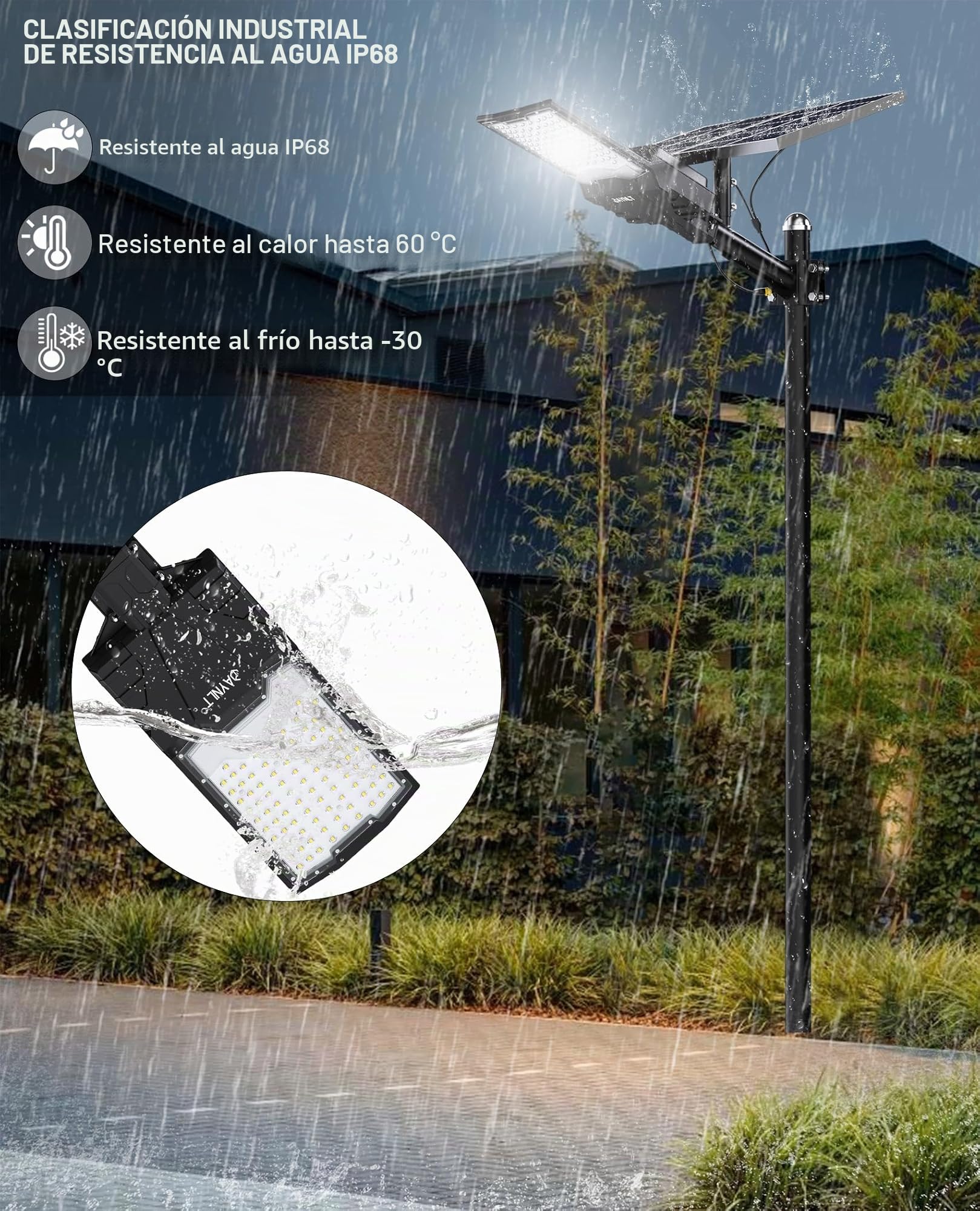 JAYNLT X-18000W Farolas Solares Exterior, 6500K Farola Solar Potente con Control Remoto, IP67 Impermeables Foco Solar Exterior, Luz de Seguridad para Patio, Terraza, GarageX-