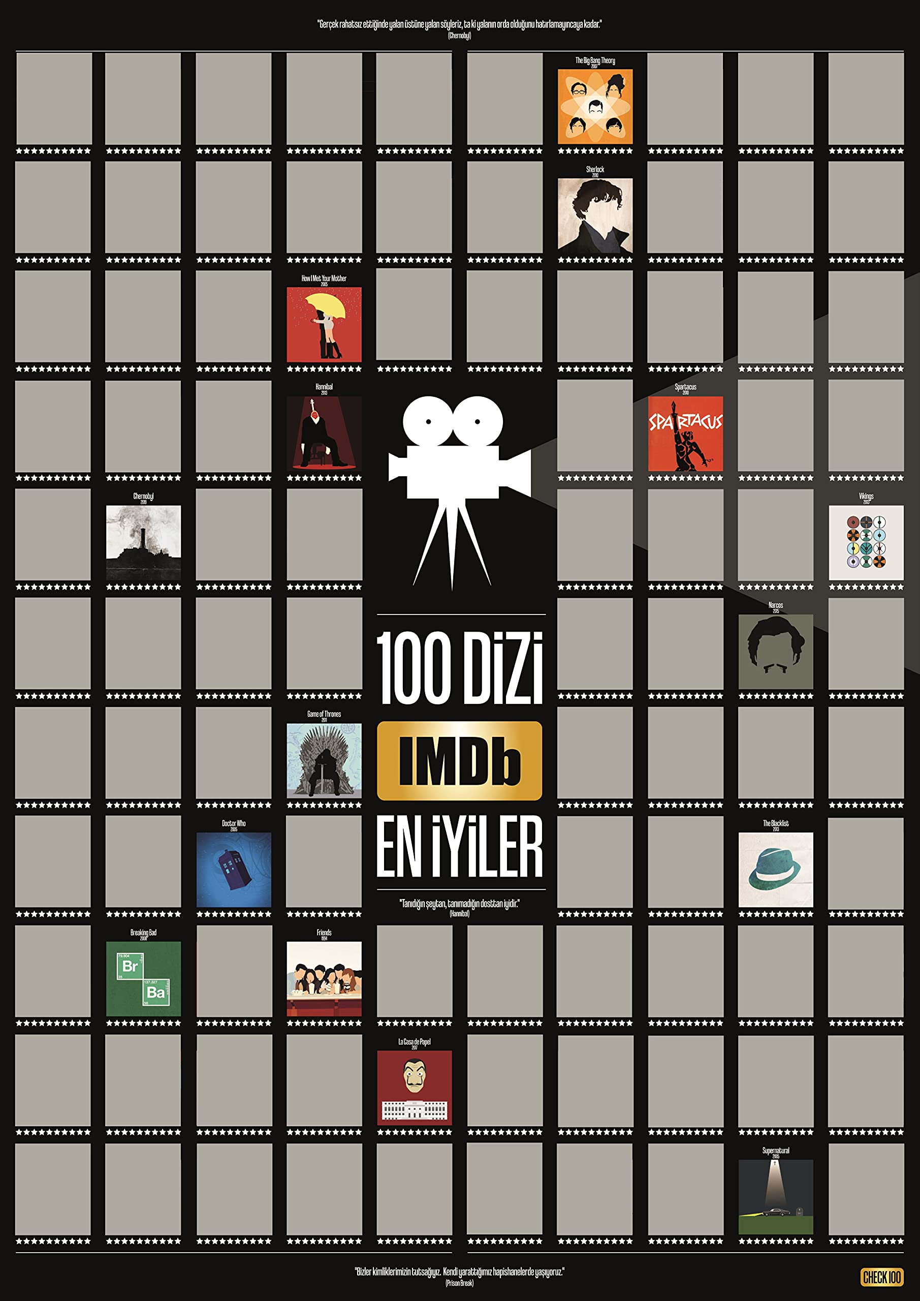 Check100 IMDb TOP 100 Kazıkazan DİZİ Hediyelik Poster