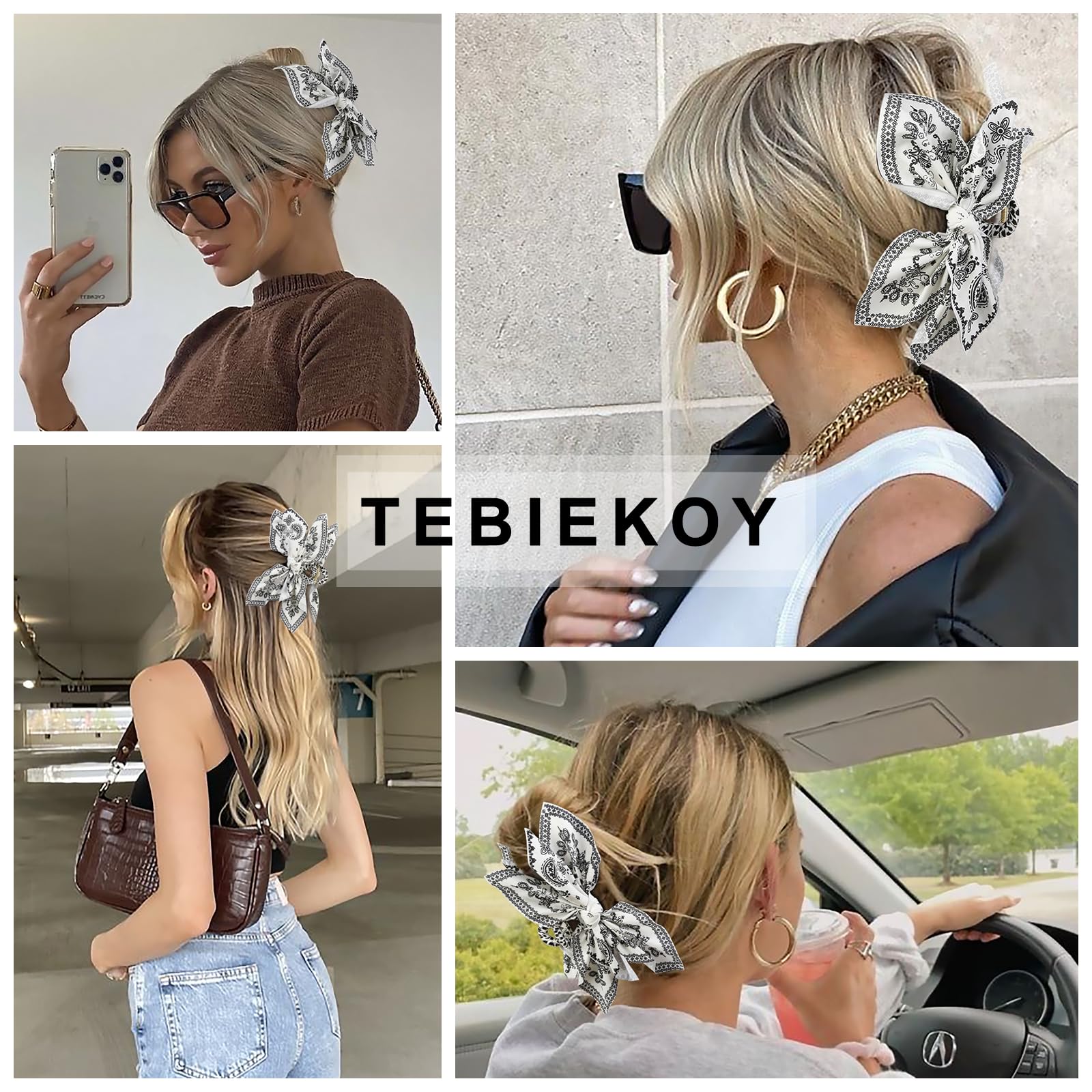 Bohemian Style Bow Hair Claw Hair Clip Amazon.com: Boho Bandana Hair Claw Clips for Women, 2 Pcs  main image 4