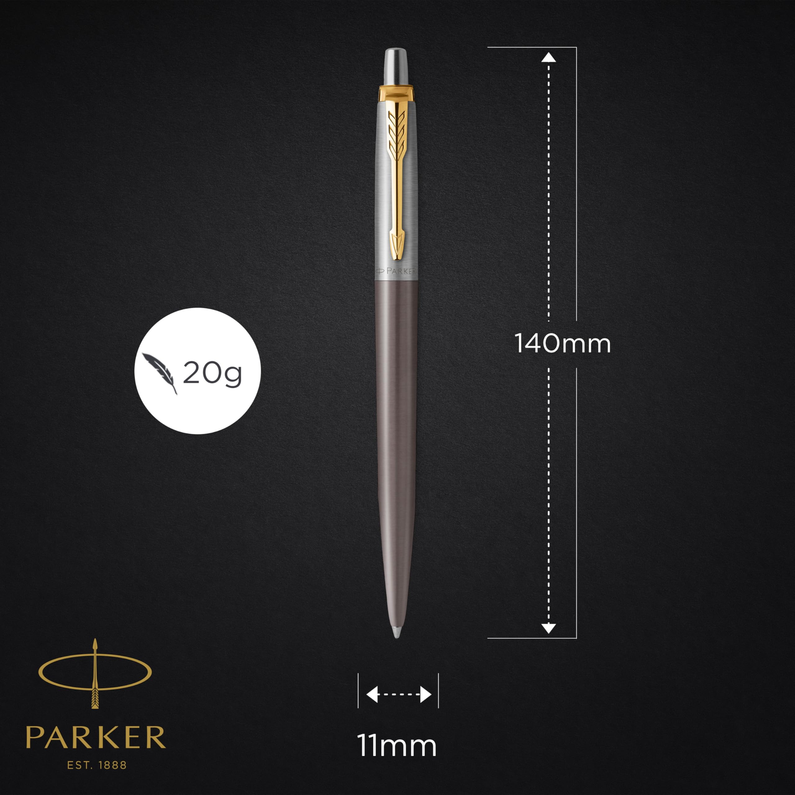 Długopis Parker Jotter XL, szary lakier ze złotymi wykończeniami, końcówka medium, opakowanie prezentowe