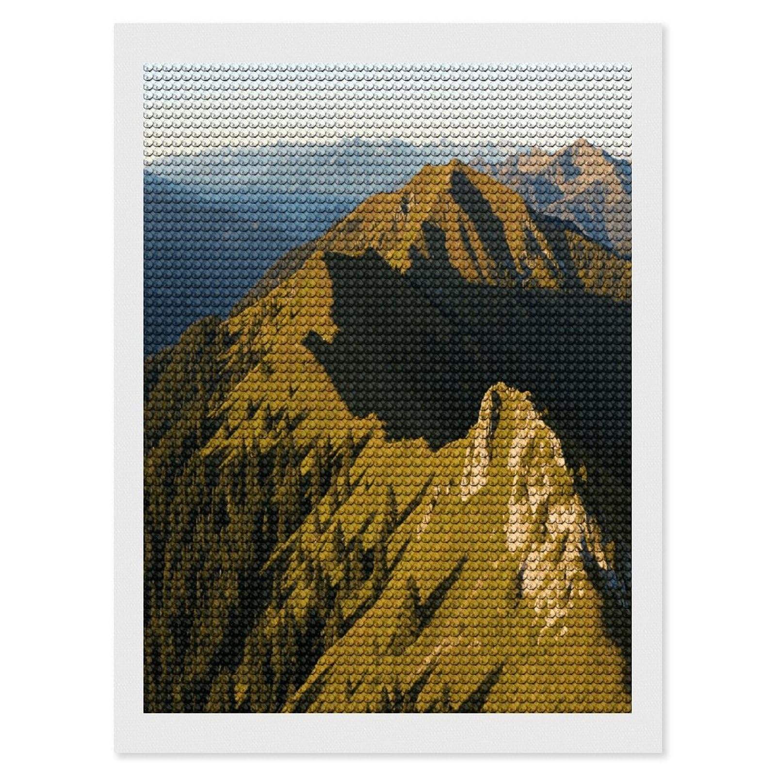 FekiLoot Mountains Paint by Numbers Kit for Adults Beginner DIY Diamond Dots Paintings Round Full Drill Diamond Art Kits Picture Diamond Art Painting Kits for Home Decor 12"x16"