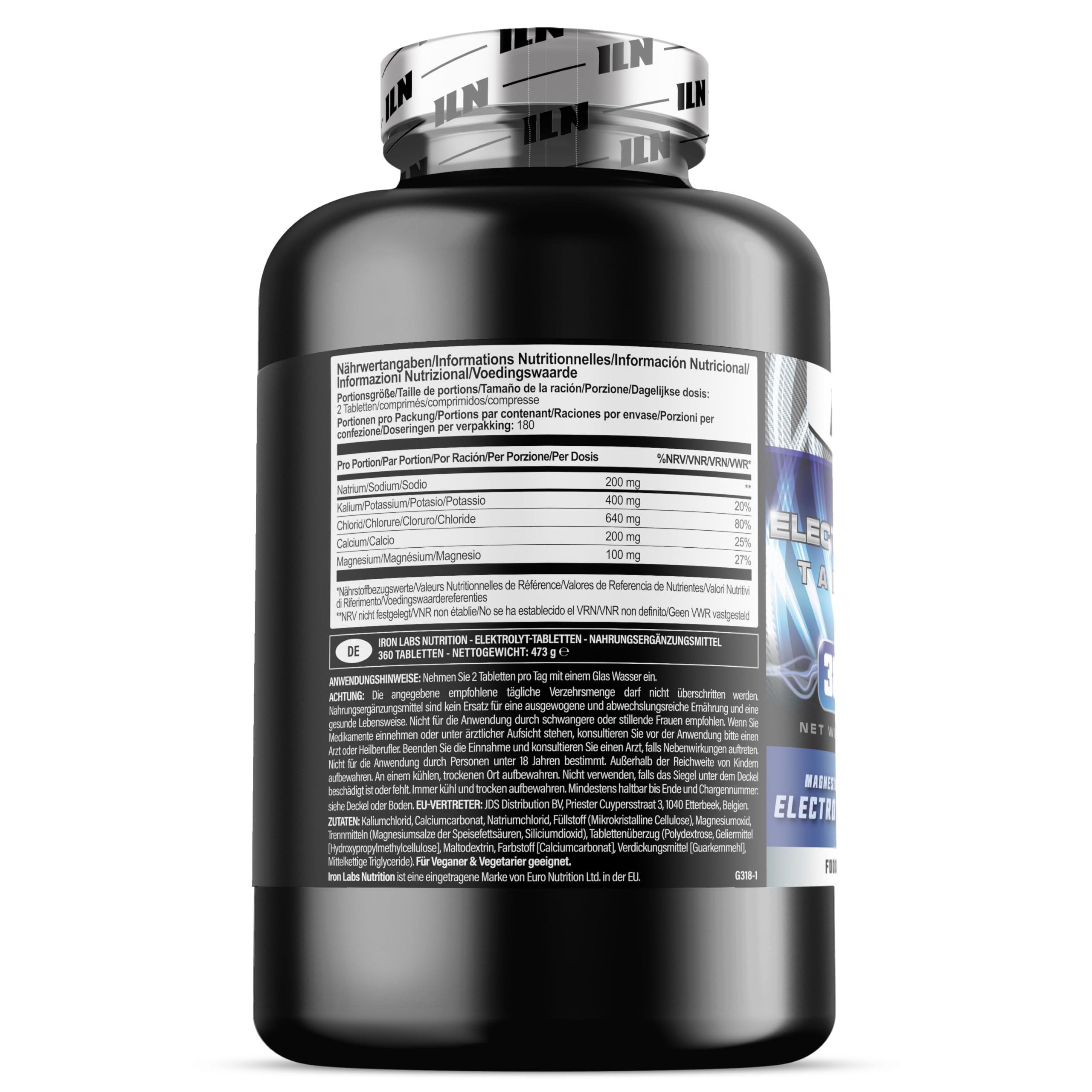 Electrolitos sin azucar - Electrolytes en tabletas para hidratación - 360 comprimidos - Complejo 1500 mg - Vegano, apto keto