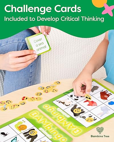 Miniatura 4 de THE BAMBINO TREE Juego de bingo de animales e imágenes para niños, juego de mesa de aprendizaje a juego para edades de 3 a 6 años, preescolar,