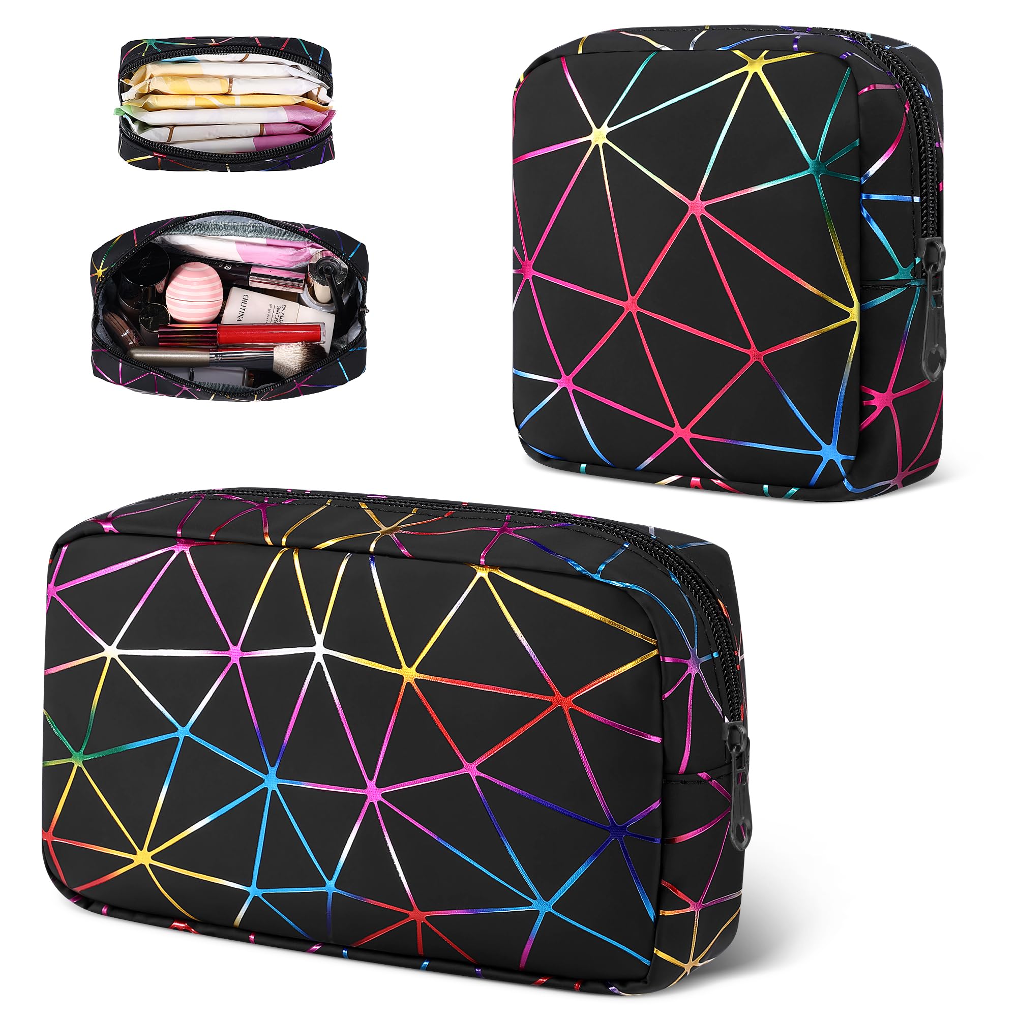 Likesing Period Bag for Teen Girls, Leather Sanitary Napkin Storage Bag, Portable Menstrual Pad Bag Period Pads Pouch, Small Make Up Bags