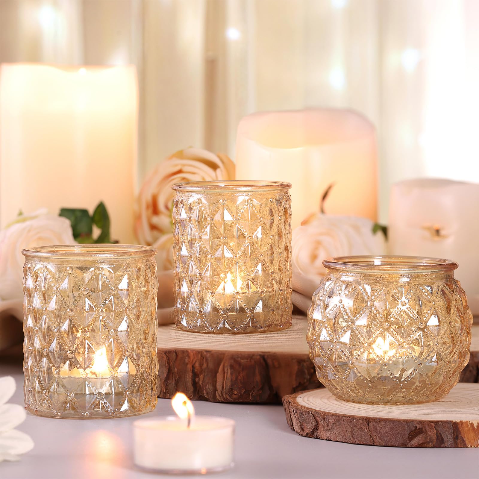 NITIME Lot de 12 photophores dorés assortis bougeoirs mariage décoration fête
