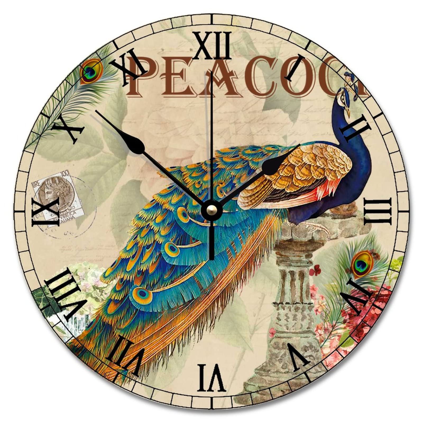 Horloge murale vintage paon pour rompre la monotonie des murs vides