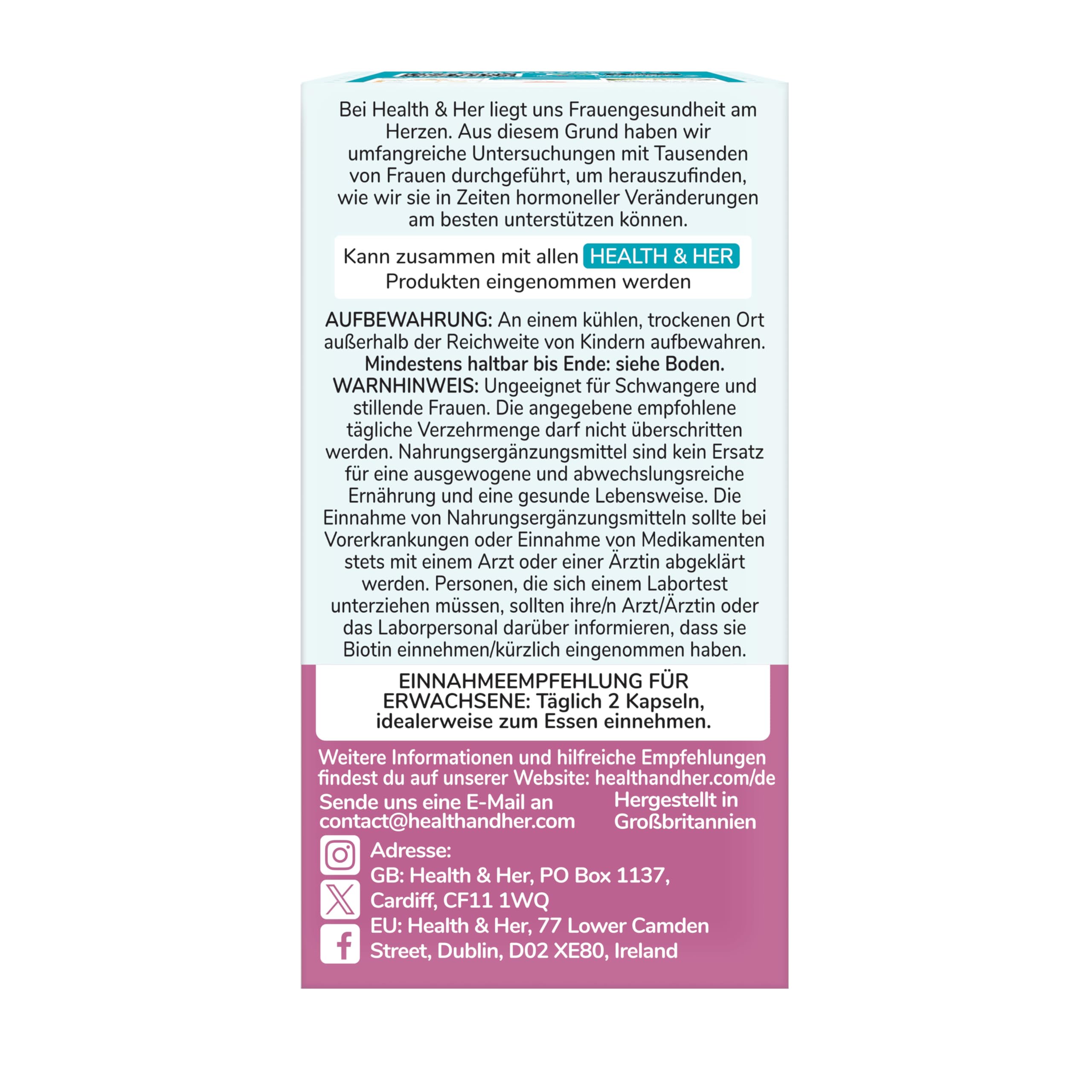 Health & Her Intimität+ Libido Booster für Frauen - Wechseljahre Kapseln - Enthält Maca-Wurzel und Tribulus - 1 Monatsvorrat - 60 vegane Tabletten