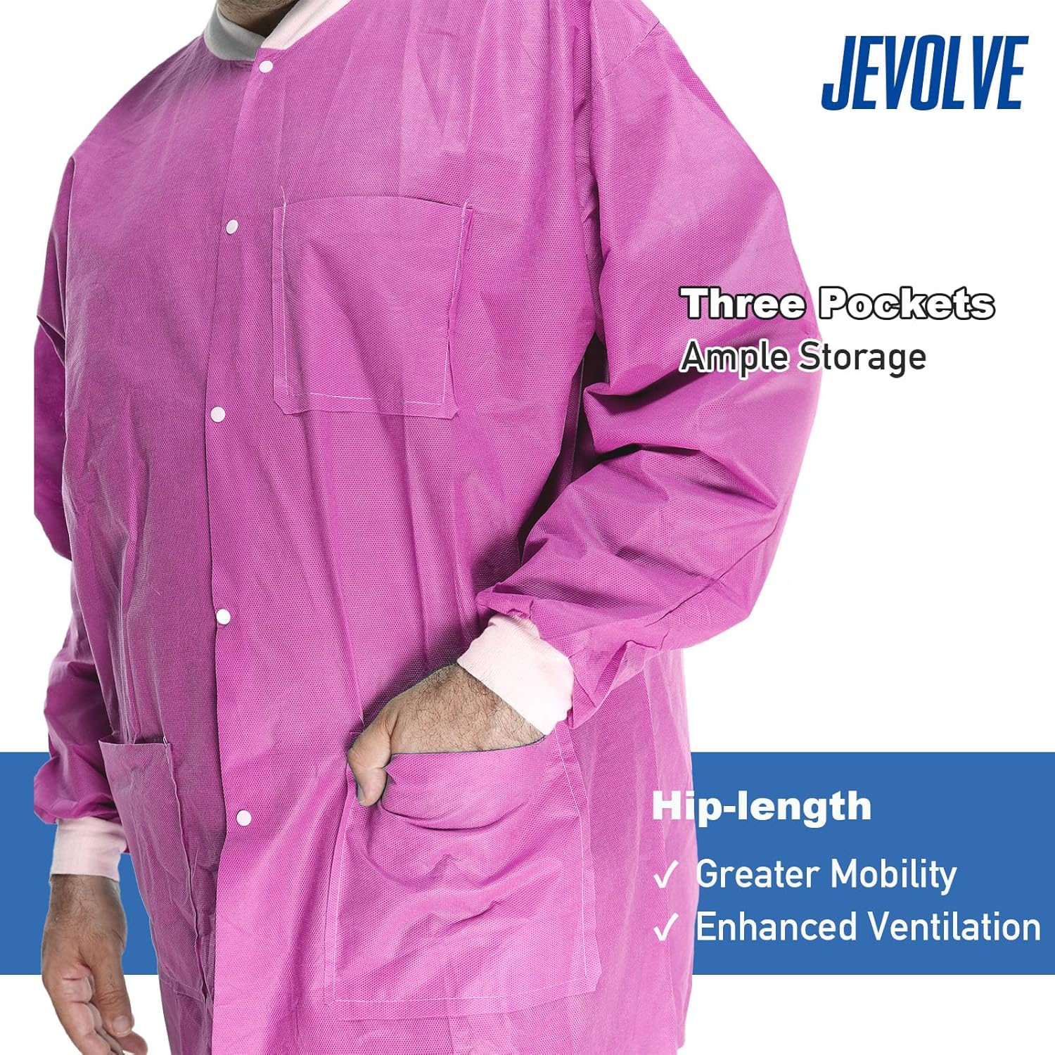Dental Disposable Lab jackets | Durable SMS 45g Soft Knit Cuffs & Collar with 3 Pockets