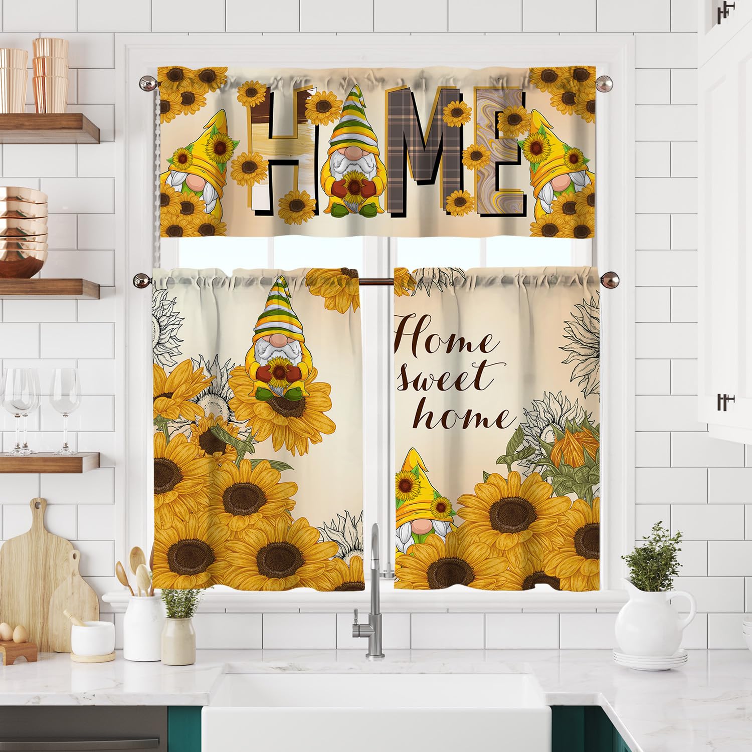 Amazon.com: TQFZP Sunflower Kitchen Curtains Short and Valance Set