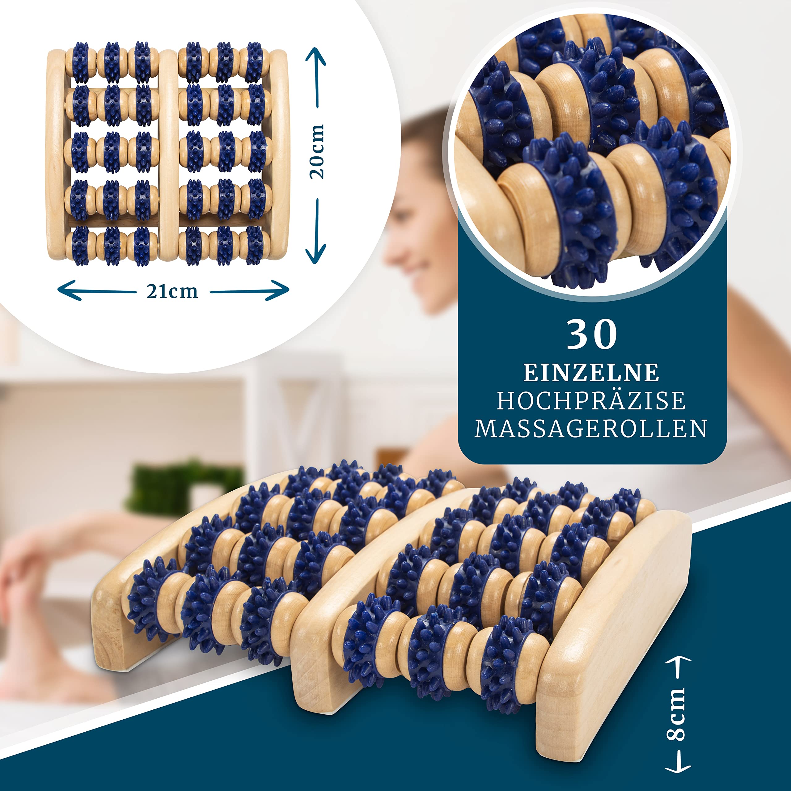 relax next Fußmassageroller aus Holz – Reflexzonen-Fußmassagegerät – Relax Next, Zweifuß-Massageroller aus Holz – auch als Geschenk erhältlich