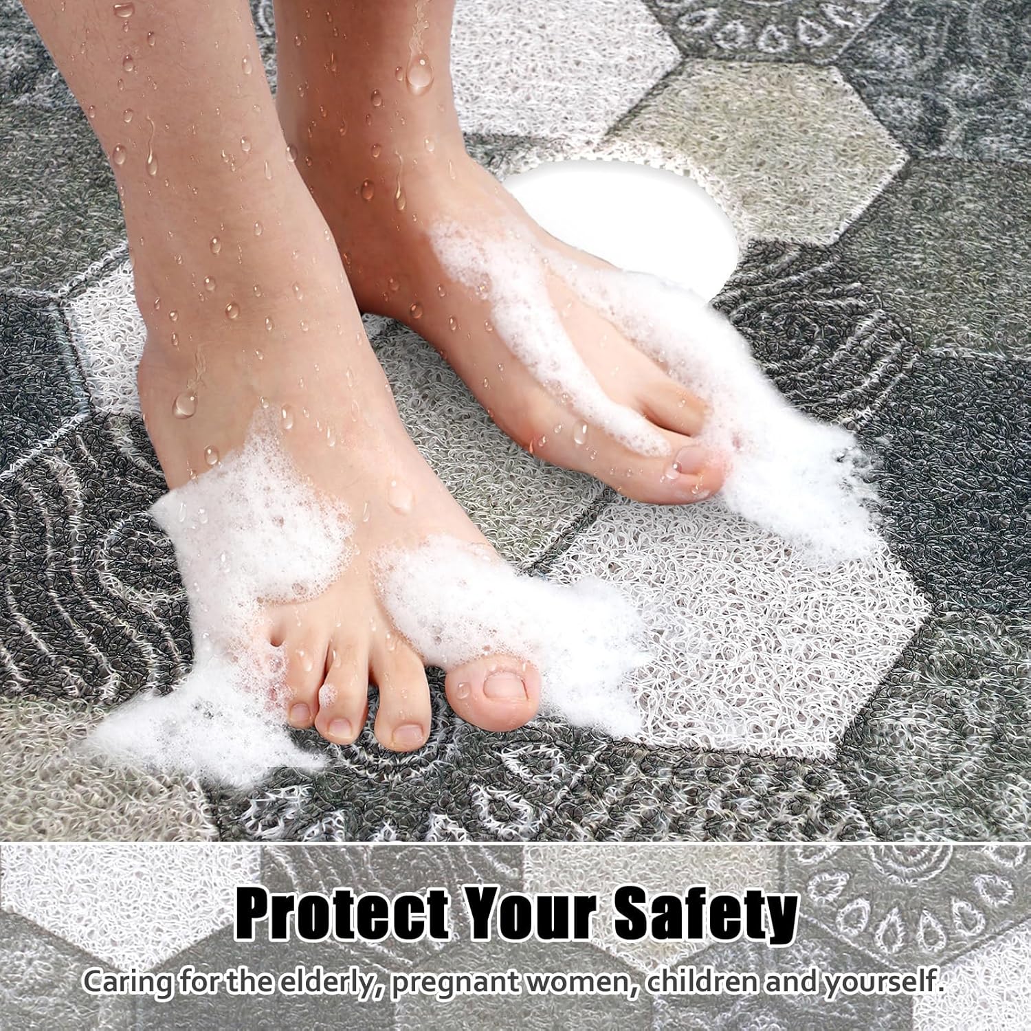 Shower Mat Non Slip - 24x36 Inch Shower Mats for Inside Shower with Drain Hole in Middle, Super Soft and Comfortable PVC Loofah Massage Bath Mat for Shower, Anti Slip Shower Stall Mat, Quick Drying - Image 7