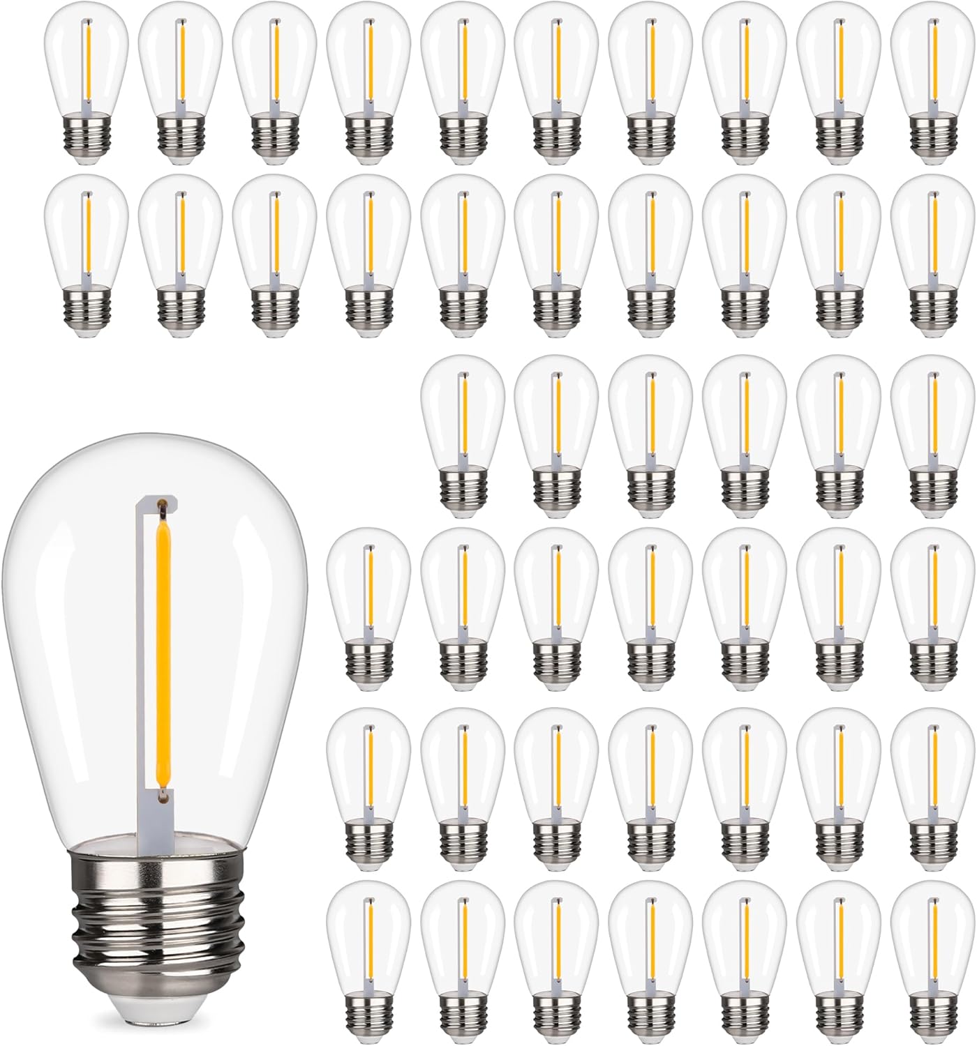 S14 Outdoor String Light Bulbs, Shatterproof Waterproof Replacement Bulbs, 1W Equivalent to 10W, 2200K Warm White Led Light Bulbs, E26 Base 15 Pack