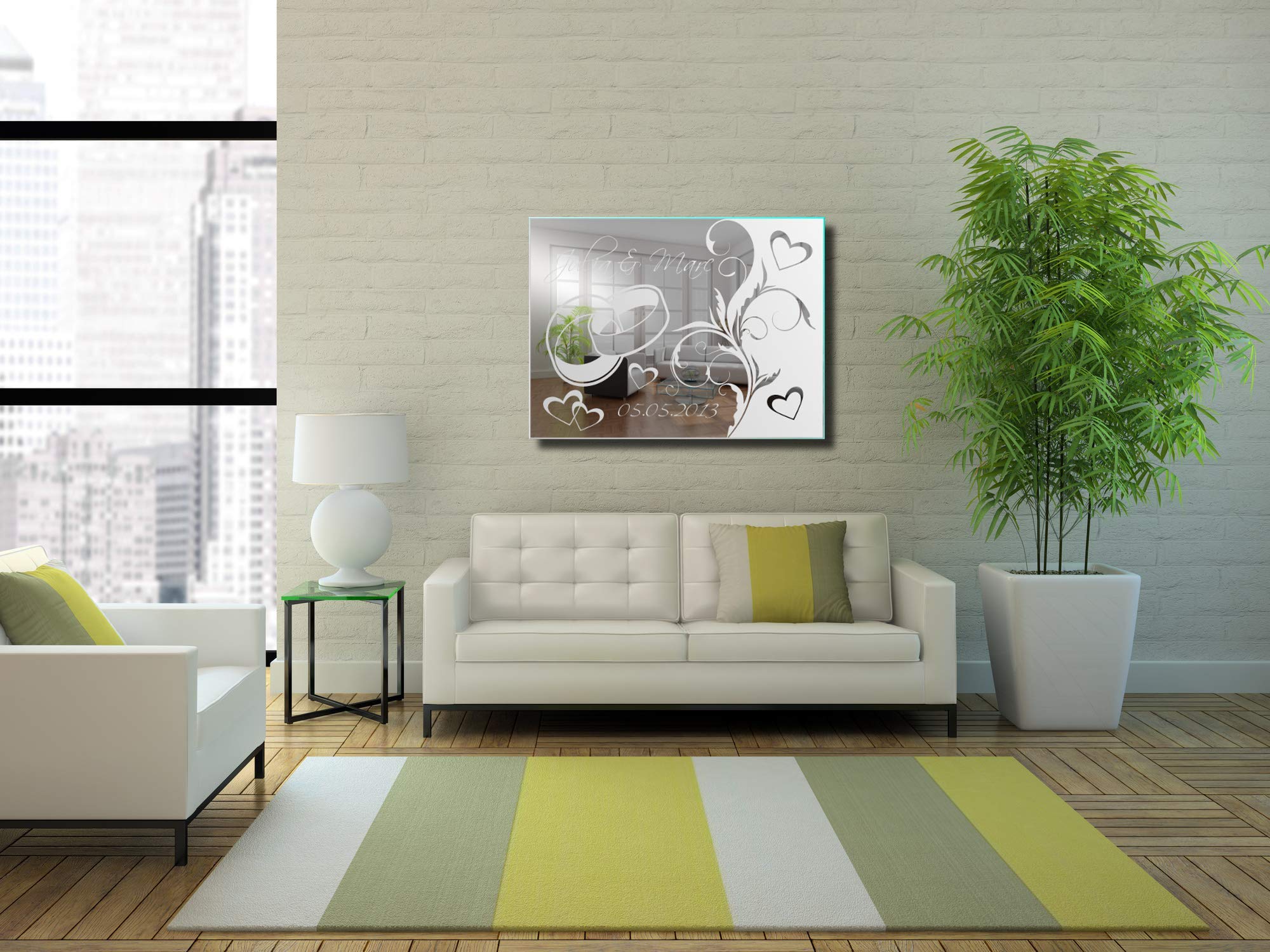 Spiegel mit Gravur Hochzeit 11 ★ Wandbild ★ Hochzeitstag ★ Ehe ★ Hochzeitsgeschenk ★ personalisiert