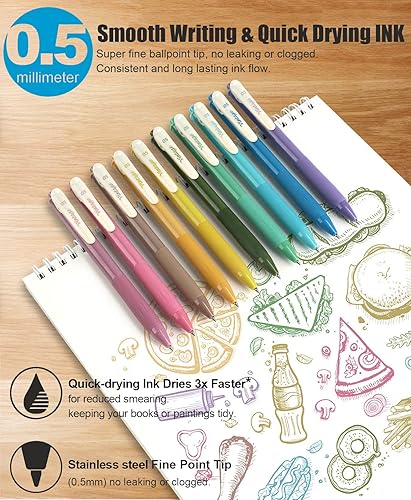 Miniatura 2 de 10 bolígrafos de tinta de gel de colores STAPENS bolígrafo de gel de punta fina de 0020in con tinta de secado rápido bolígrafos retro para diario