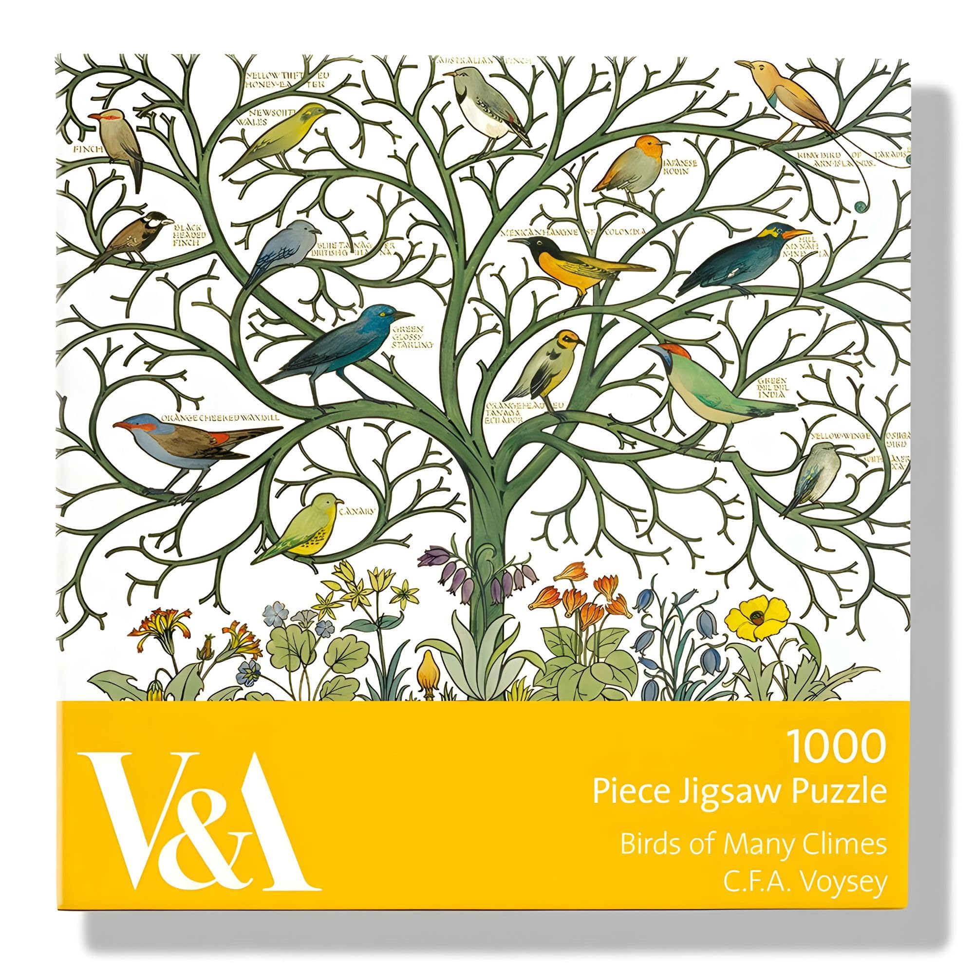 1000 Piece Jigsaw Puzzle - Voysey Birds of Many Climes - Artistic Design from V&A Museum - Full Image Poster Included
